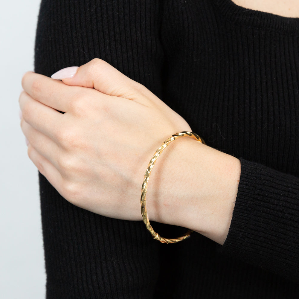9ct Yellow Gold Copper Filled Bangle Bracelet for Women - Elegant Jewelry Gift for Birthday, Anniversary & Special Occasions