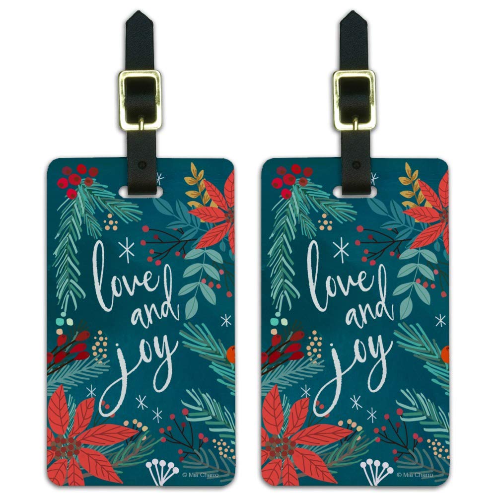 Christmas Poinsettias Luggage ID Tags - Set of 2 Holiday Travel Accessories for Carry-On Bags, Perfect for Festive Vacation Trips & Gift Giving