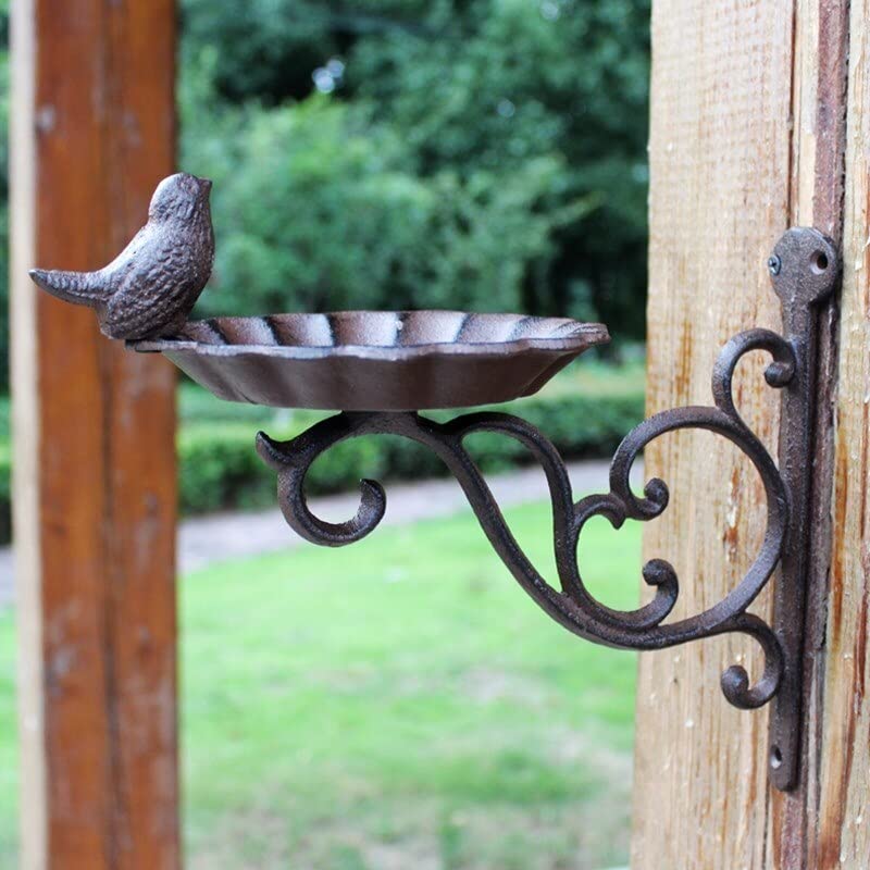 Vintage Cast Iron Wall Mounted Bird Feeder - Heavy Duty Metal Retro Country Style with Decorative Couple Birds - Perfect for Garden, Patio, and Backyard Bird Watching