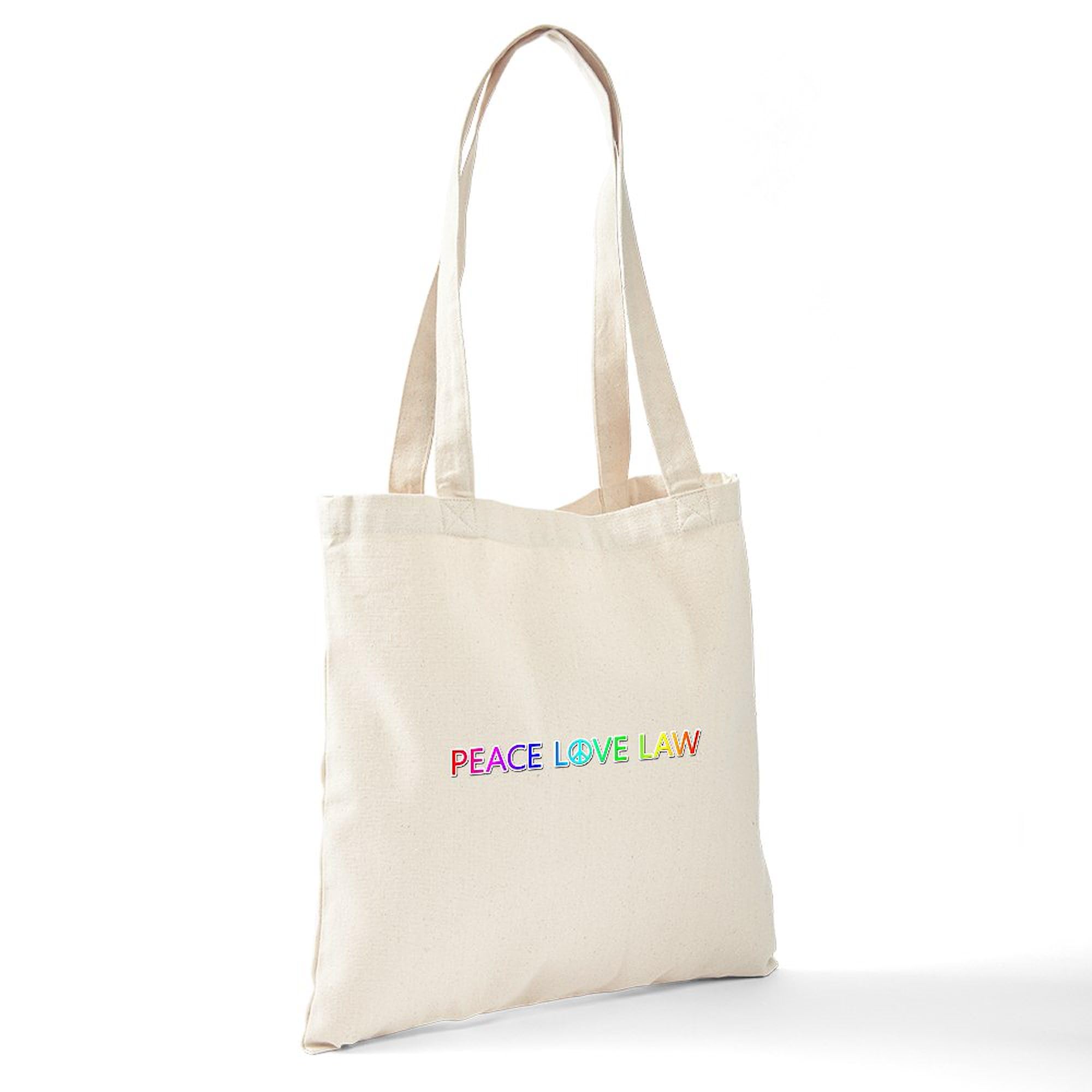 Peace Love Law Natural Canvas Tote Bag - Eco-Friendly Reusable Shopping Bag for Groceries, Beach & Work Commute