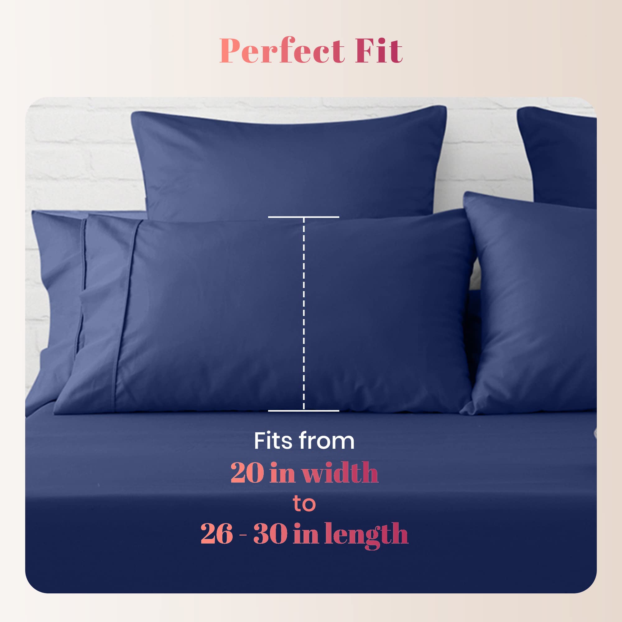 Luxury 1000 Thread Count Egyptian Cotton Pillowcases Set of 2 - Standard/Queen Size, Sateen Weave Cooling Pillow Covers for Hot Sleepers - Navy Blue - Perfect for Bedroom, Guest Room & Hotel Style Comfort