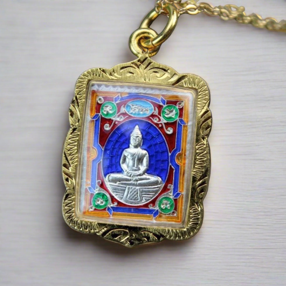 Authentic Thai Buddha Amulet - Handcrafted Buddhist Pendant for Protection & Good Luck | Perfect for Meditation, Travel & Home Blessings