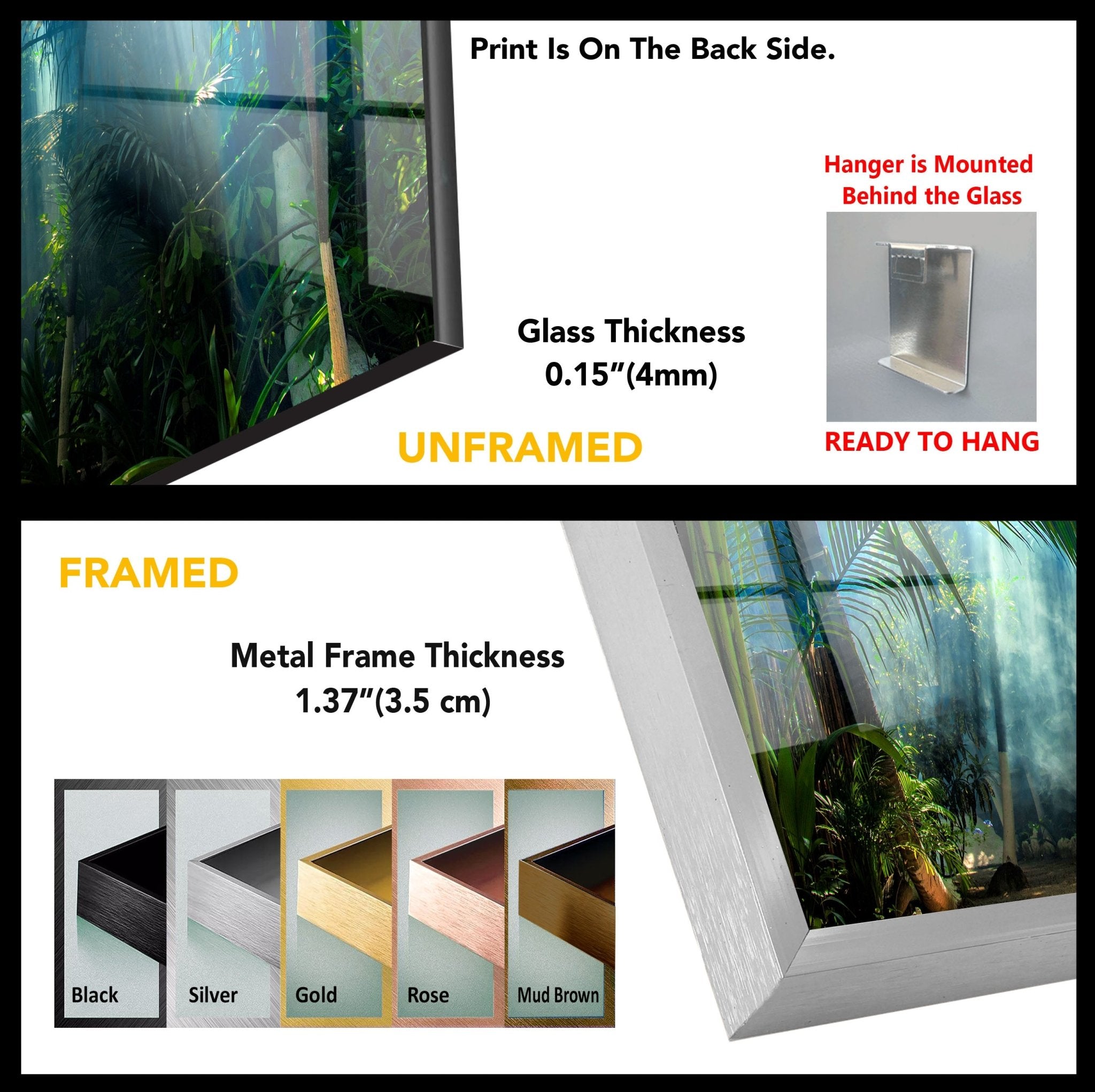 Amazon Rainforest Glass Wall Art - Handmade Nature Inspired Decor for Living Room, Bedroom & Office - Stunning Tropical Forest Scenery for Home & Office Decor