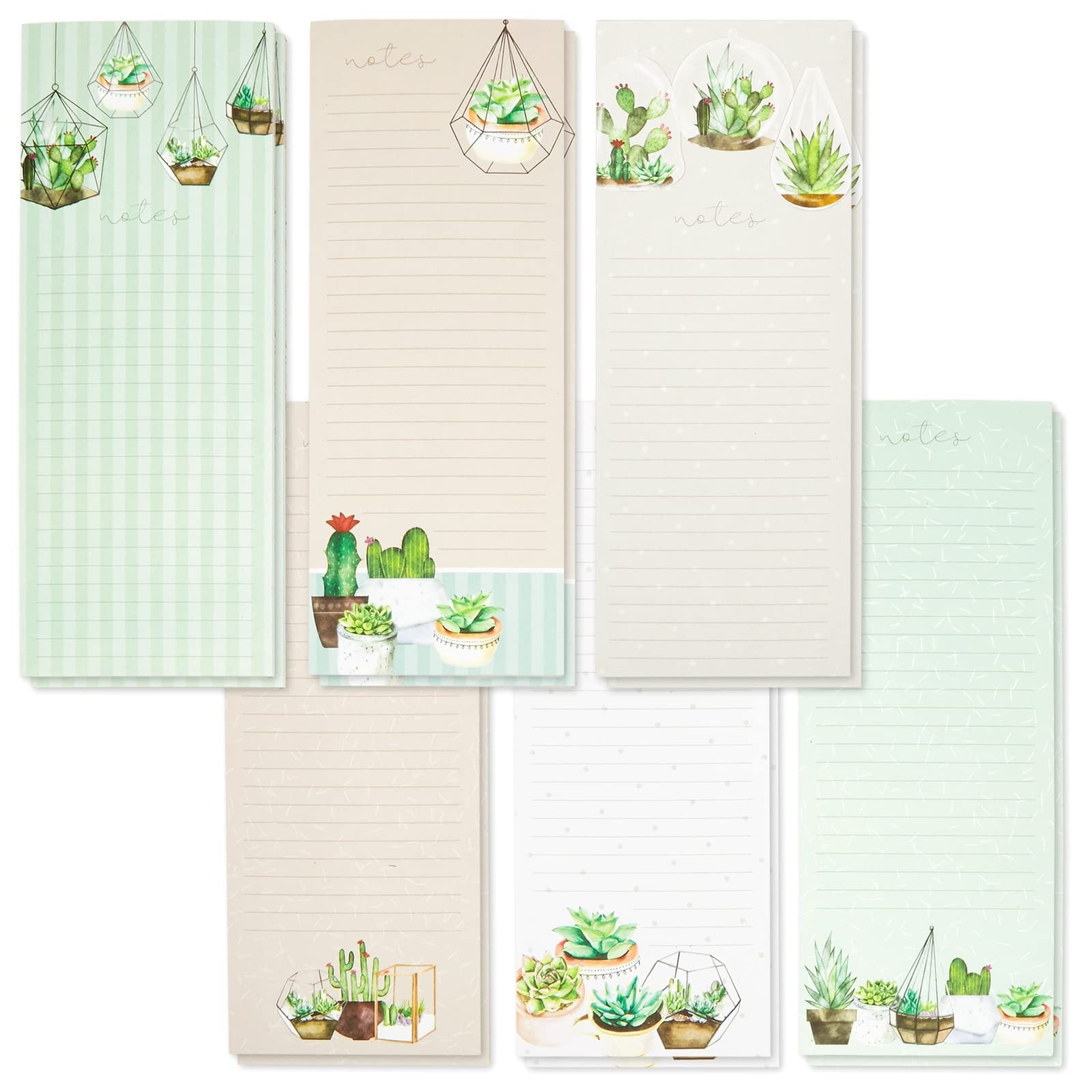 12-Pack Magnetic Notepads for Refrigerator - 3.5x9 Inch Succulent Design Sticky Notes with Full Magnetic Back for Grocery Lists, To-Do Lists & Appointment Reminders - Perfect for Kitchen, Office, Locker & Filing Cabinet Organization