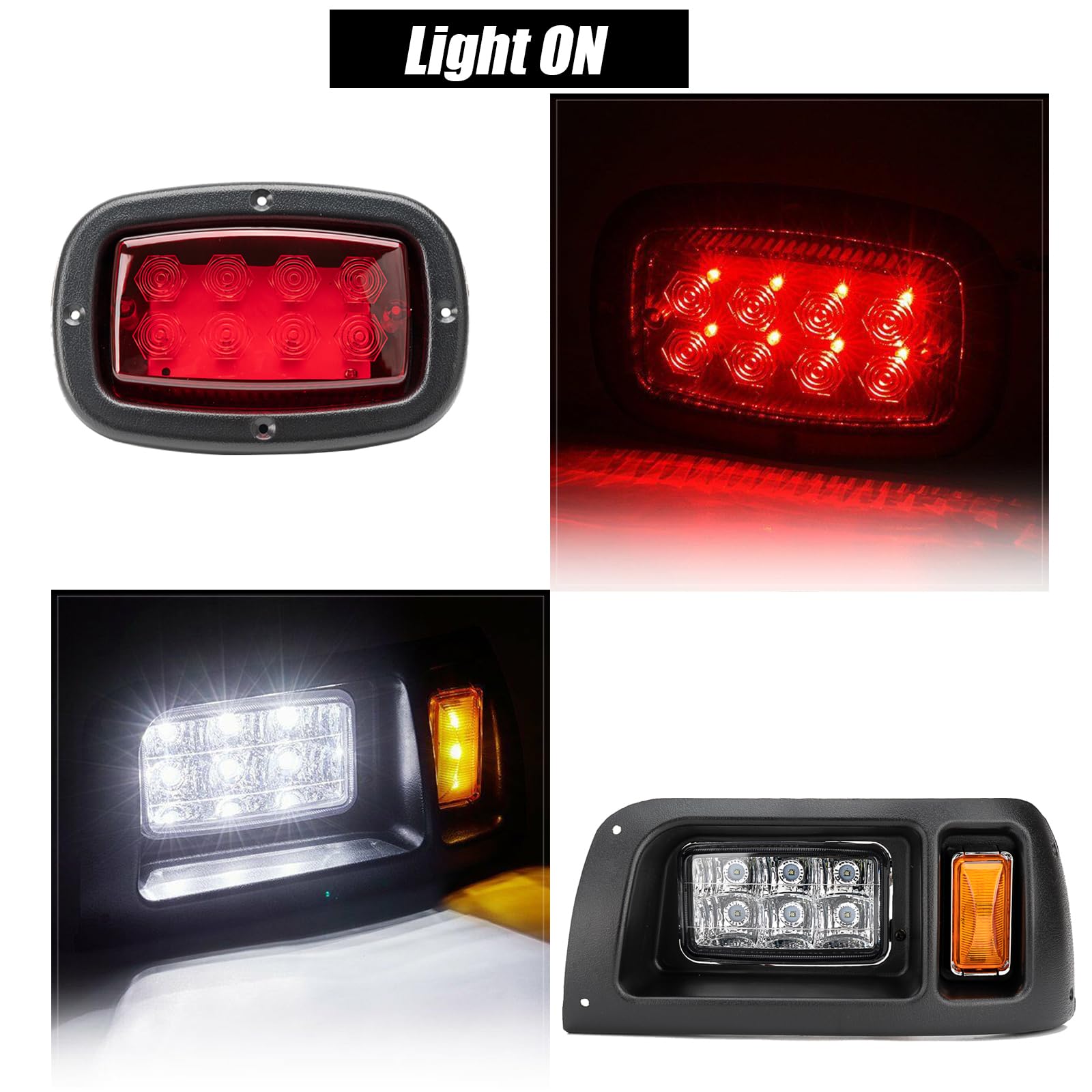 Club Car DS 1993-Up LED Headlight & Tail Light Kit - 12V Street Legal Lights with Turn Signal Wiring Harness for Gas & Electric Golf Carts | Perfect for Night Driving, Neighborhood Cruising & Golf Course Safety