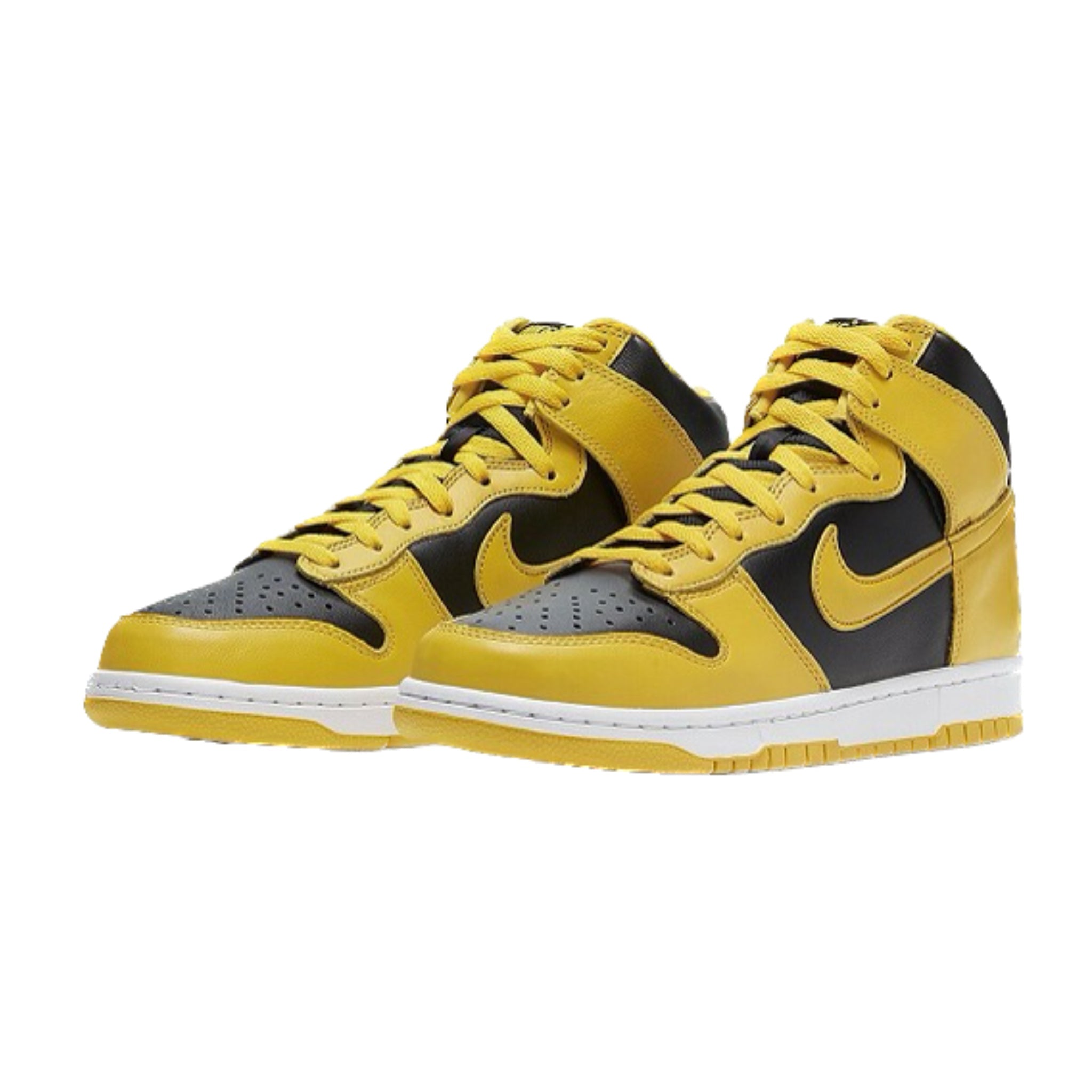 Nike Dunk High LE Goldenrod Yellow Black White Retro Basketball Shoes (1999) - Vintage Sneakers for Men, Streetwear Fashion & Basketball Court Style