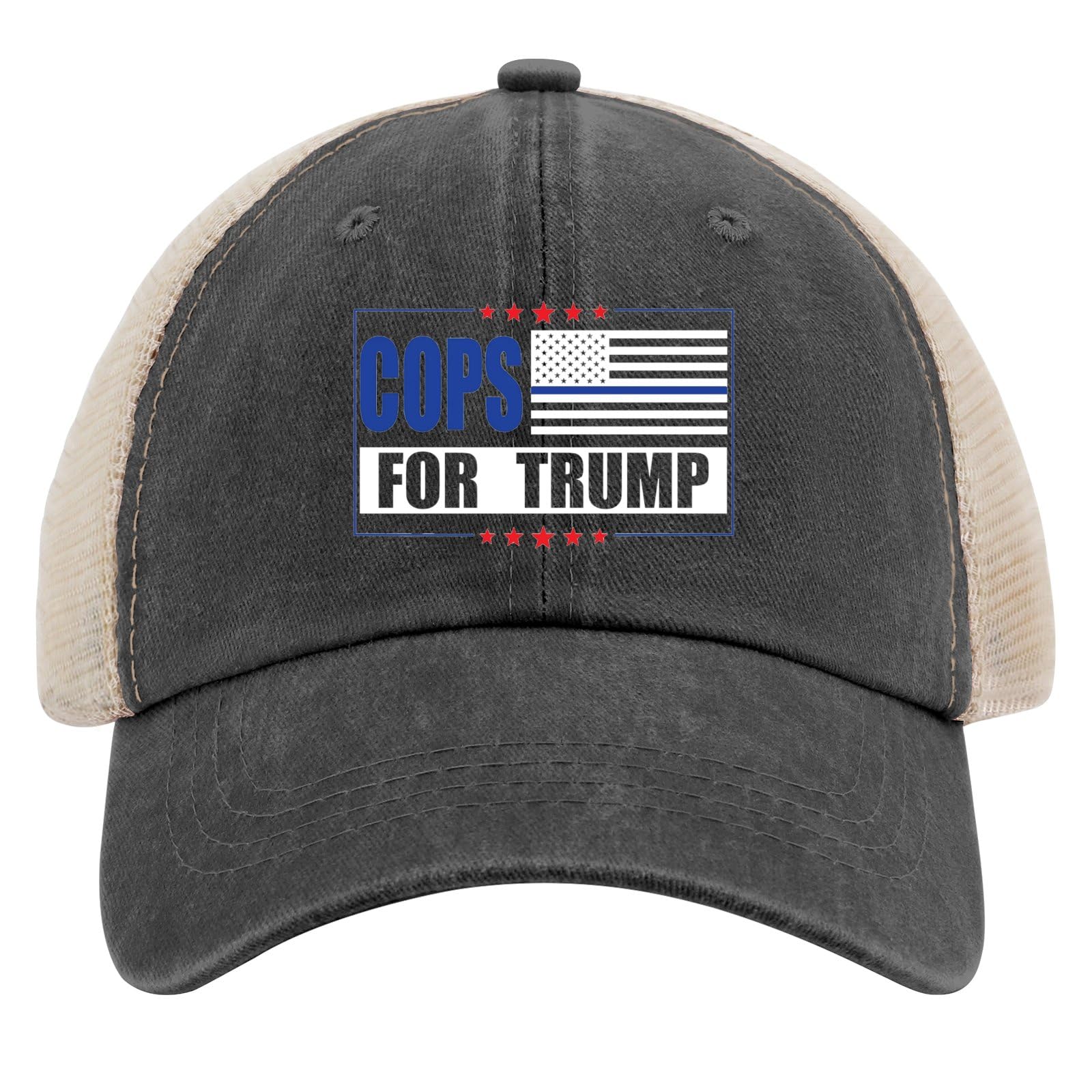 Trump Hat for Men & Women - All Black Adjustable Trucker Cap - Cowboy & Cowgirl Outdoor Beach Hat - Perfect for Political Rallies, Outdoor Events & Patriotic Fashion