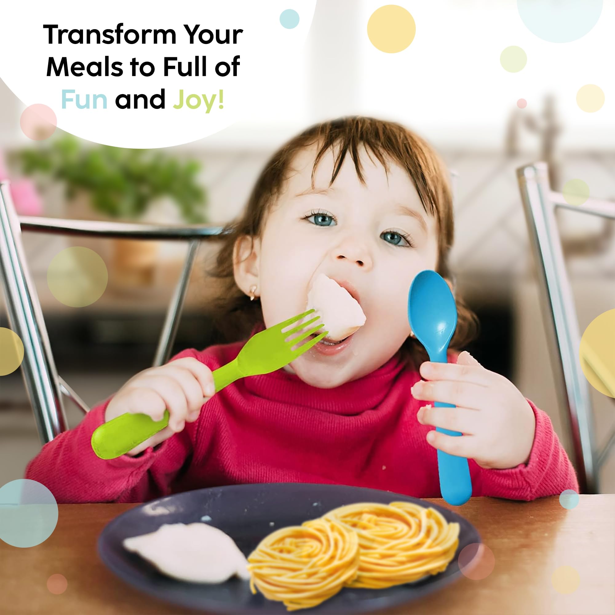 BPA-Free Plastic Kids Forks Set of 18 - Dishwasher Safe Reusable Toddler Utensils - Brightly Colored Children's Flatware for Mealtime & Travel - Perfect for Daycare, Picnics, and Family Dinners