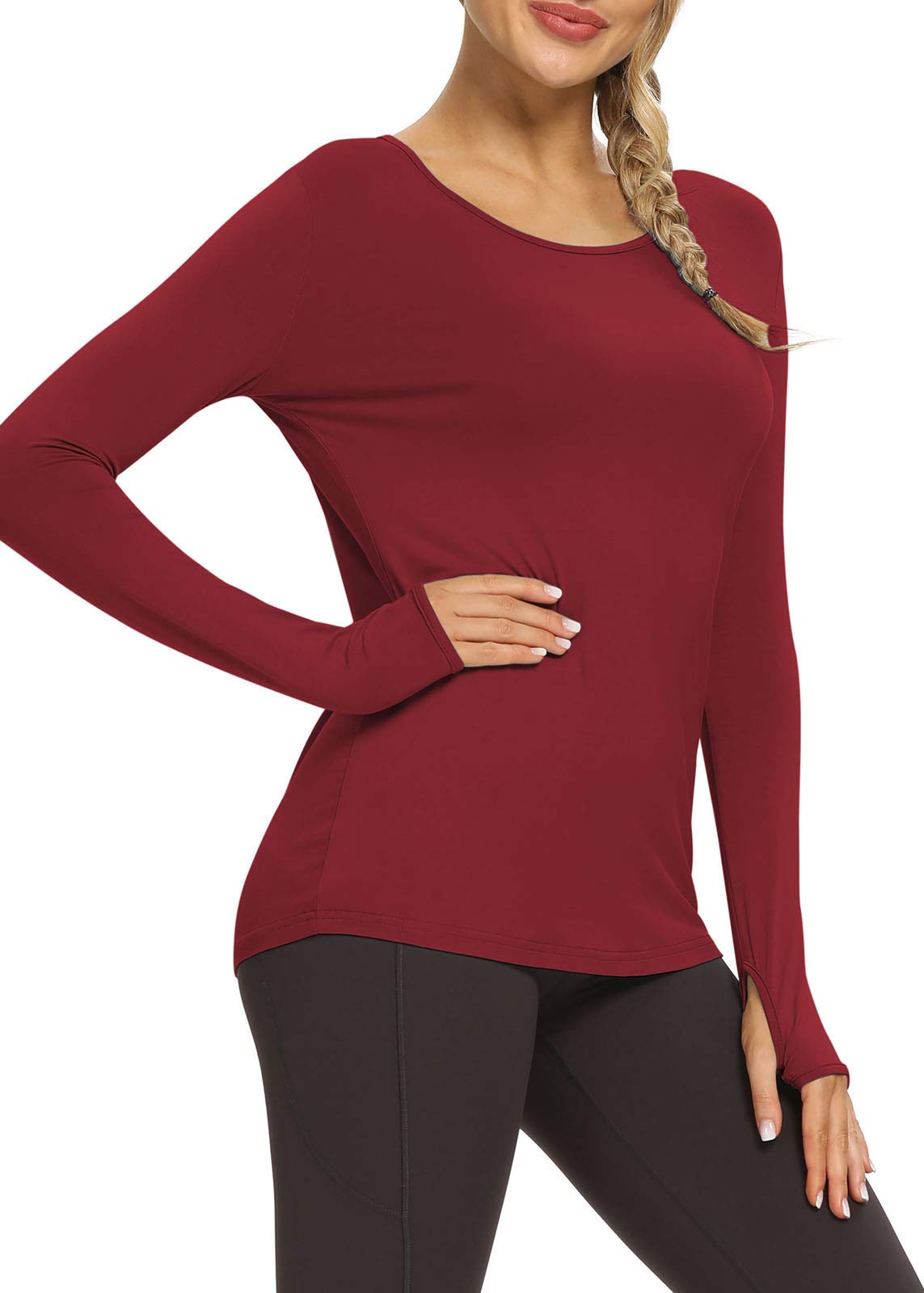 Bestisun Women's Long Sleeve Workout Tops - Moisture Wicking Yoga Shirts for Gym, Running & Athletic Sports | Comfortable Exercise Clothes for Yoga, Pilates & Fitness Training