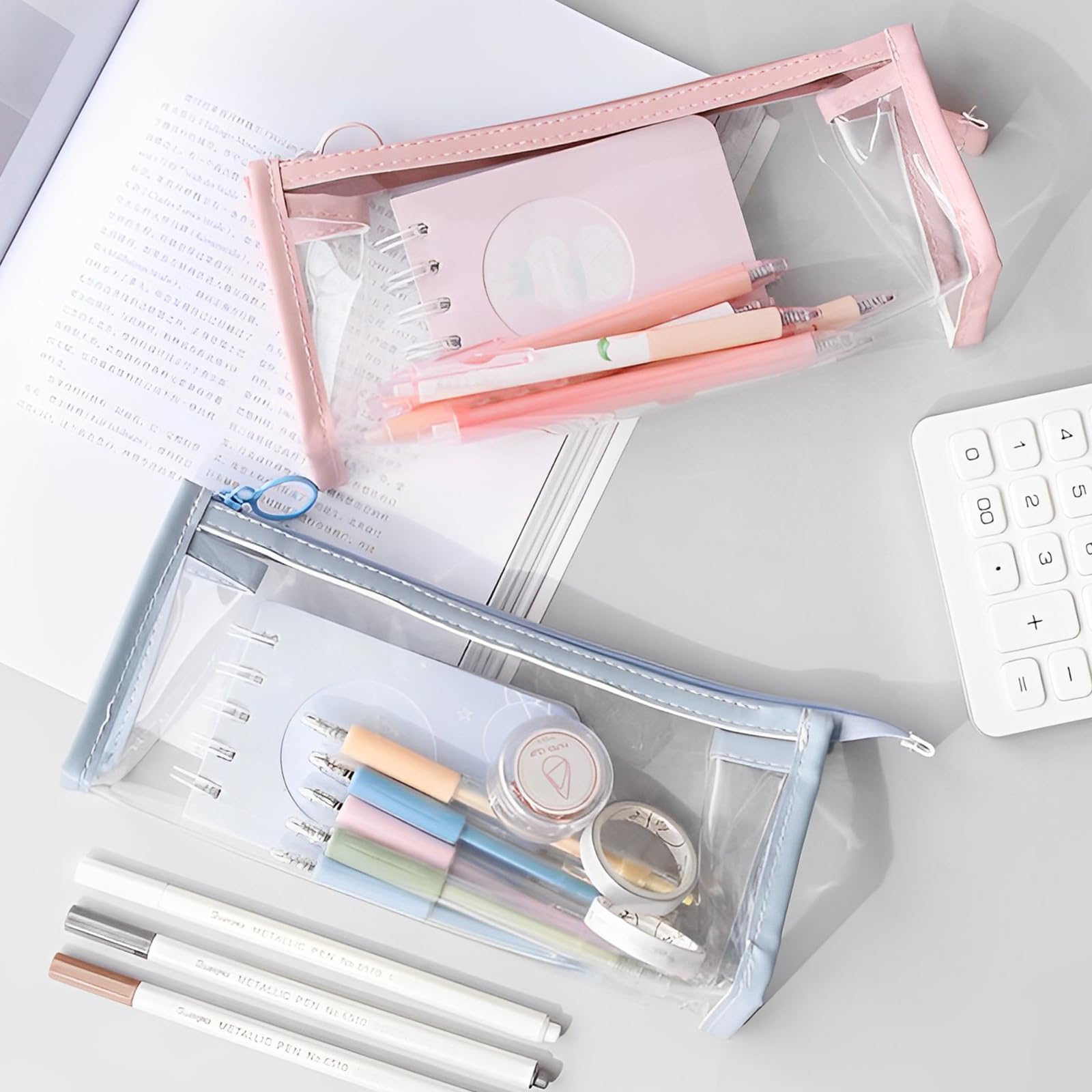 6-Pack Clear Zipper Pencil Cases - Waterproof Pen & Marker Pouch, Multifunctional Travel Cosmetic Makeup Bag for School, Office & Exams | Perfect Stationery Organizer for Students, Teens & Adults (Ideal for Backpack, Desk & Travel Organization)