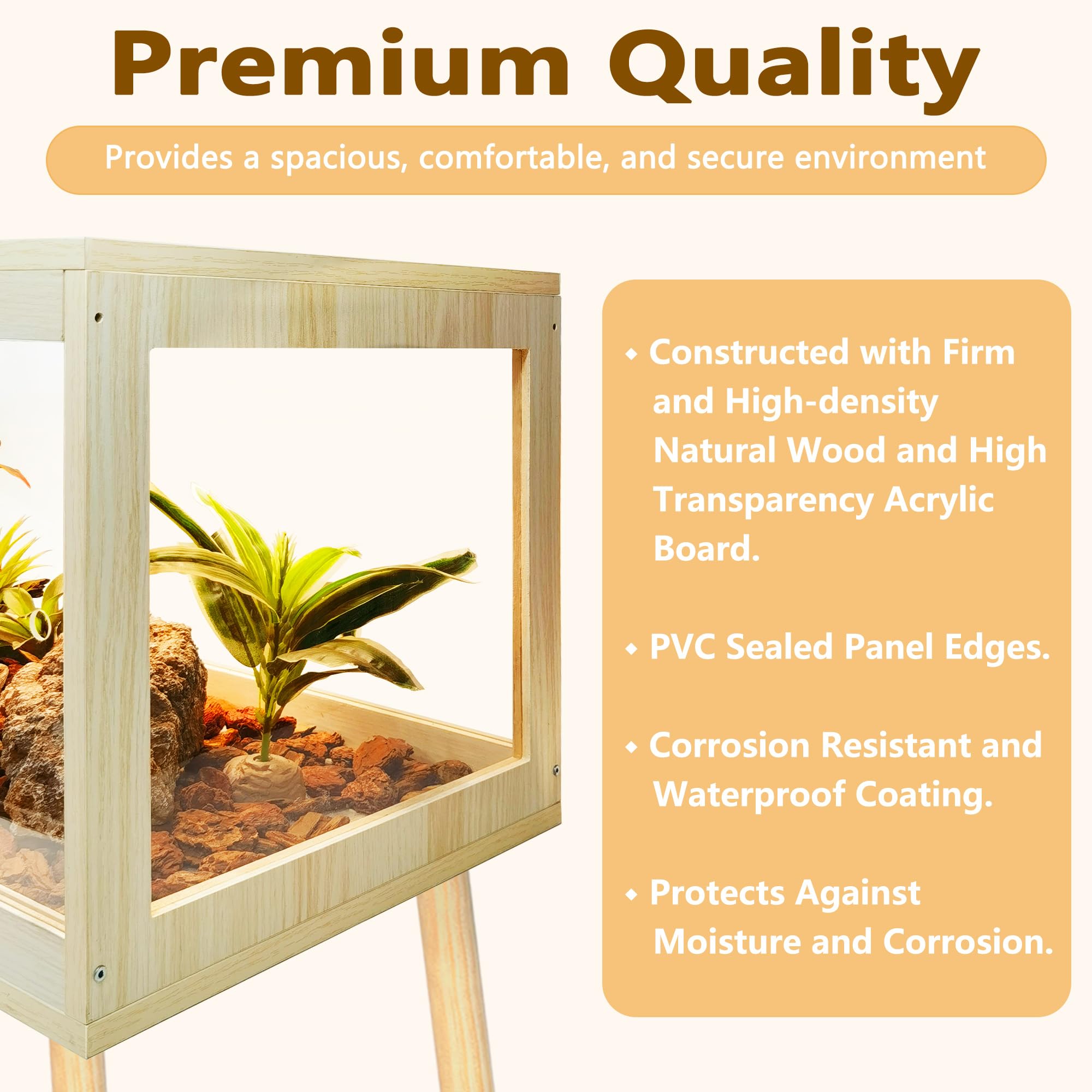 77 Gallon Bearded Dragon Tank with Metal Mesh Top & Lockable Design - Large Reptile Enclosure for Tortoise, Snake & Lizards (48