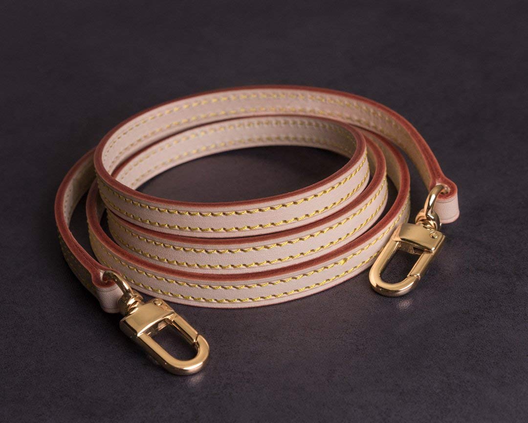 Genuine Vachetta Leather Shoulder Strap for Crossbody Bags - 39 inch (100cm) Adjustable Replacement Strap for Louis Vuitton Pochette, Mini Bags & NM Eva Favorite PM MM - Perfect for Everyday Use, Travel & Fashion Accessories
