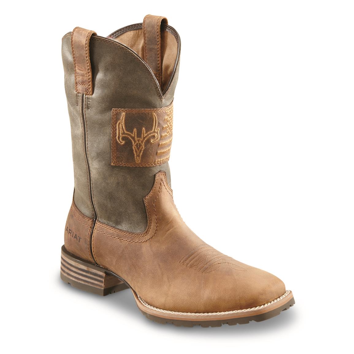 Ariat 720619 Men's Hybrid Patriot Country Western Boots - Brown Bomber - Size 13M - Durable & Comfortable Cowboy Boots for Work, Riding & Outdoor Activities
