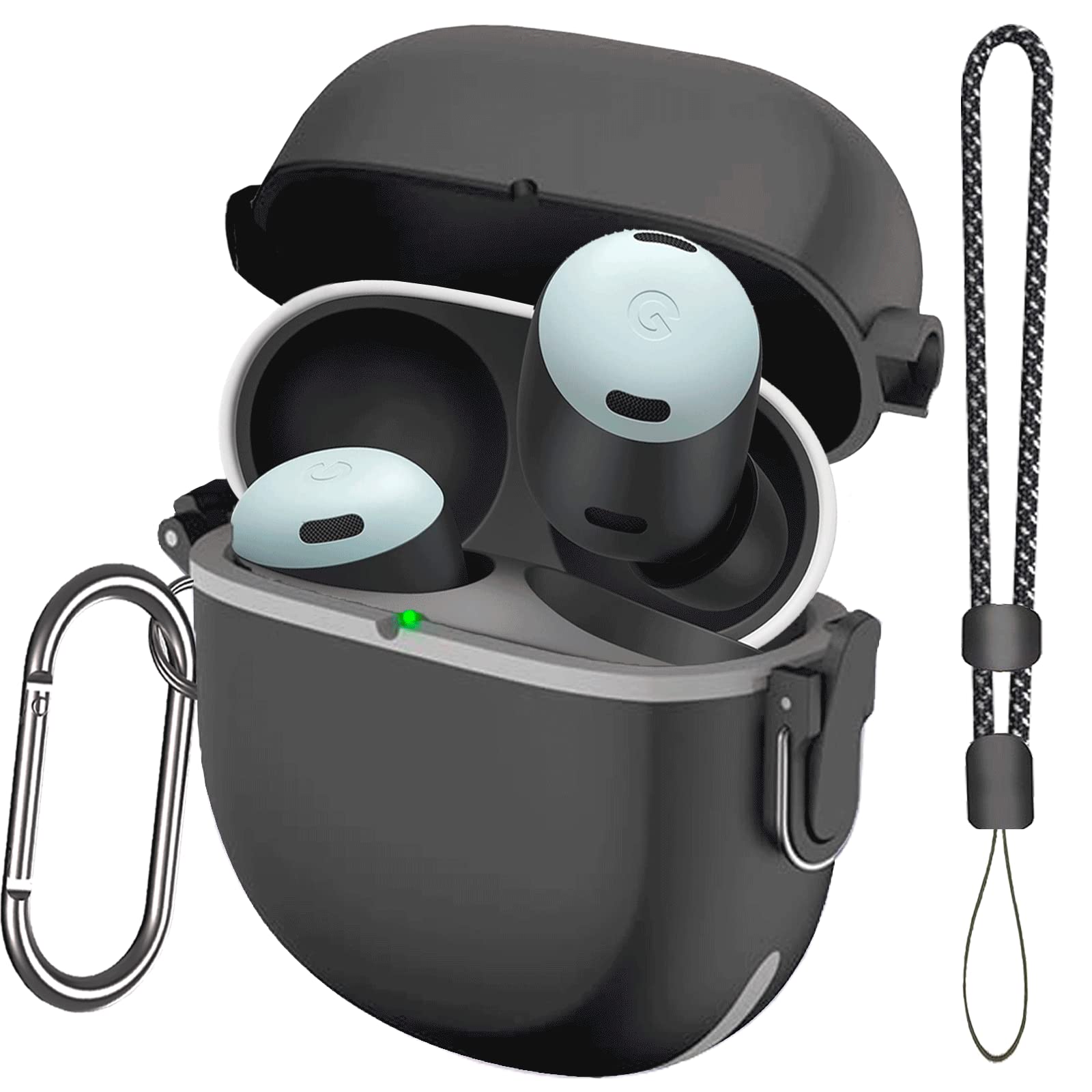 Google Pixel Buds Pro Case with Lock & Keychain - Secure Cover for Men/Women (Black) - Perfect for Travel & Gym