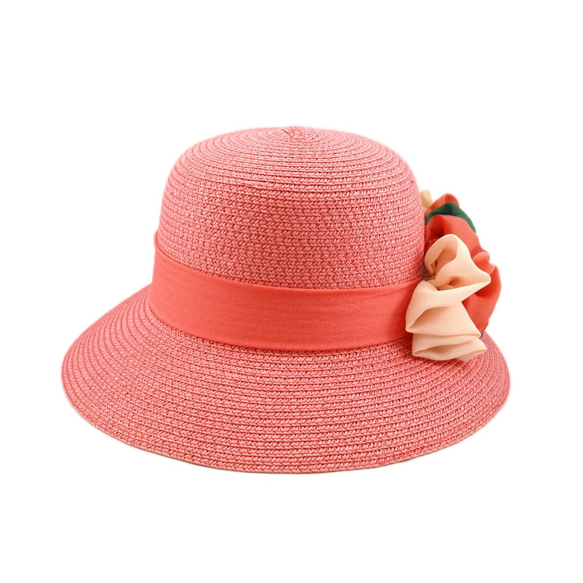 Deluxe Sun Hat with Flower Straw - for Beach & Outdoor
