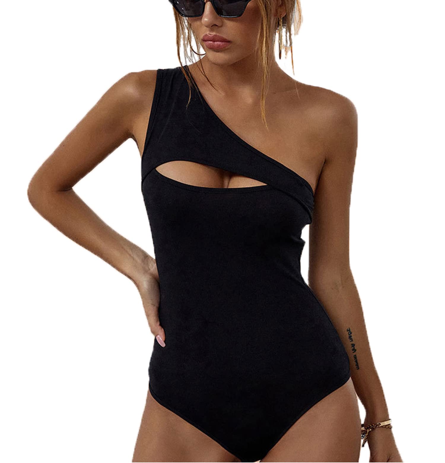 YIMISAN Women's One Piece Swimsuit - Sexy One Shoulder Cut Out Cheeky Bathing Suit for Beach, Pool & Summer Vacation | Tummy Control Swimwear for Women