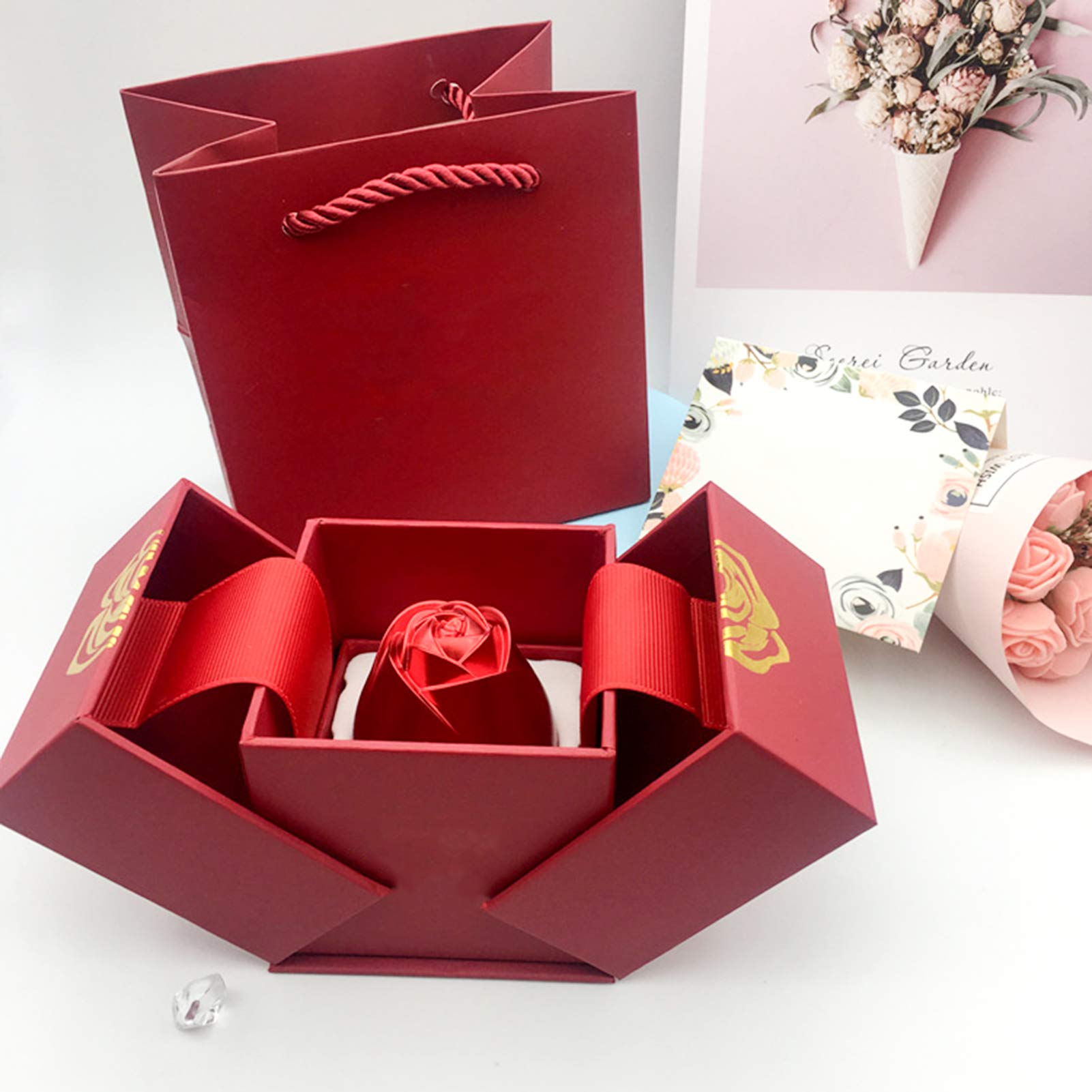 Elegant Jewelry Storage Box - Rose Ring Holder & Necklace Display Case for Wedding, Party, and Gift Giving | Perfect for Bridal Accessories, Jewelry Organization, and Decorative Display