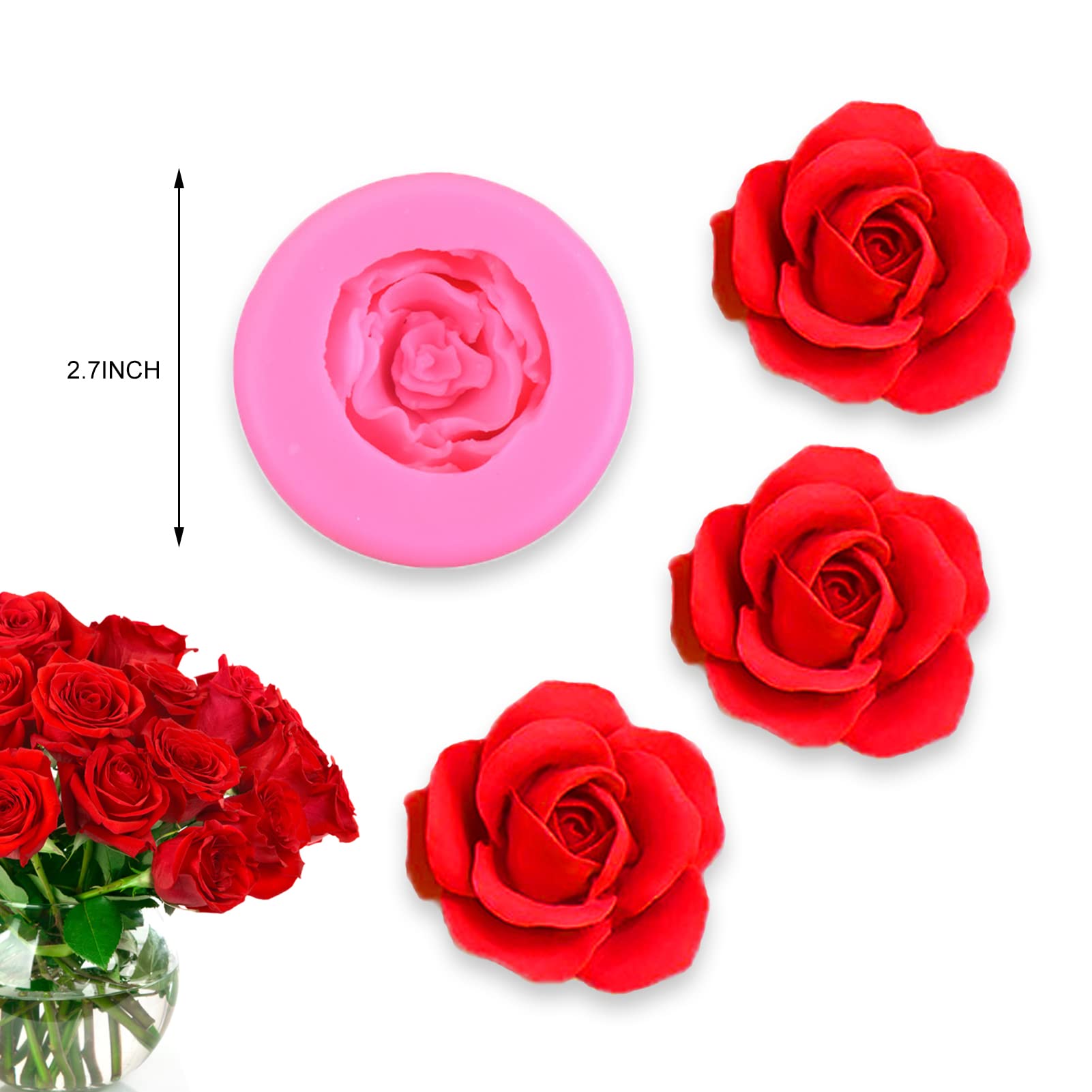 Premium Rose Silicone Mold for Chocolate, Fondant, Resin, Candle & Soap Making - Perfect for DIY Crafts, Baking Decorations, and Handmade Gifts