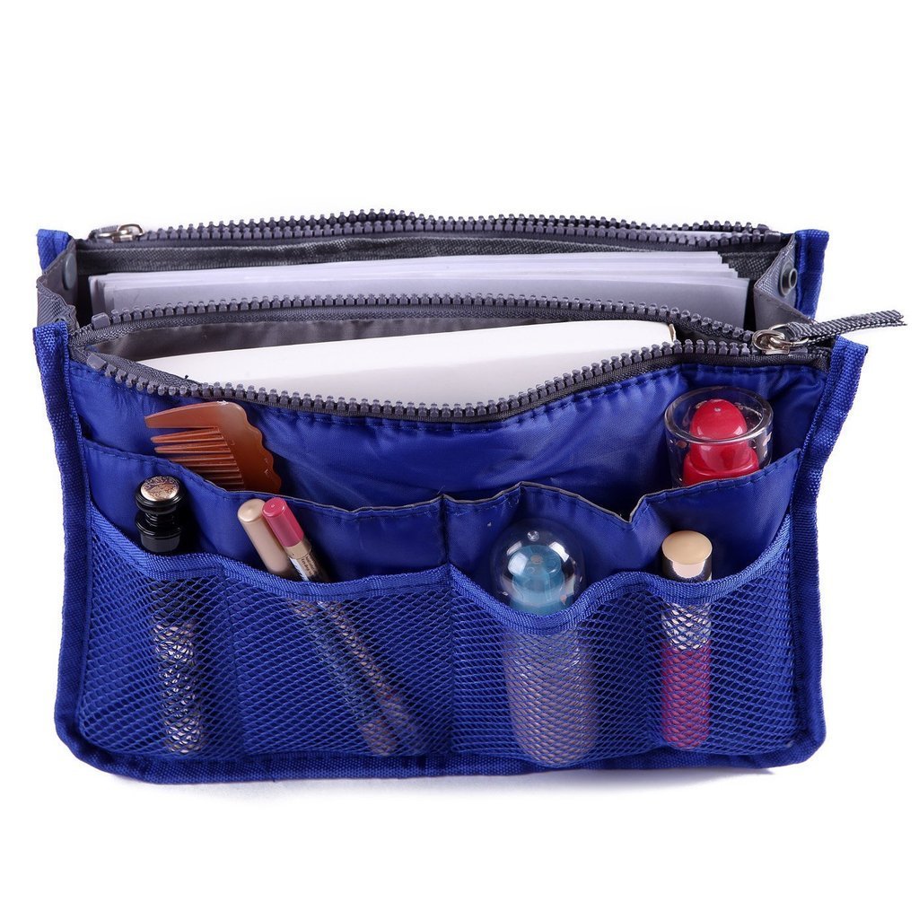 FOCUSSEXY Multi-Pocket Handbag Organizer - Blue Purse Tote for Women | Perfect for Travel, Work & Everyday Use