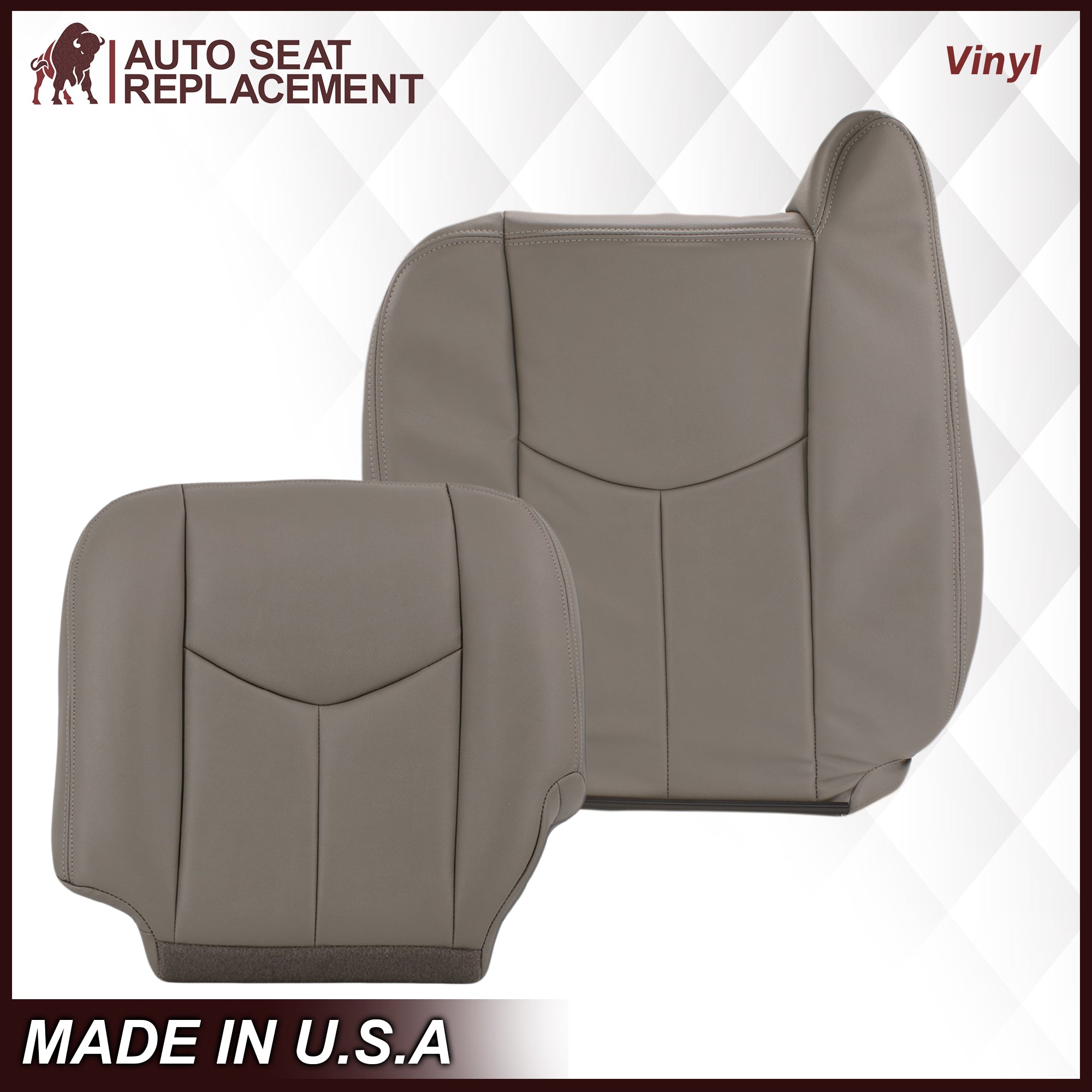 2003-2007 Chevy Silverado Avalanche GMC Sierra Work Truck Seat Cover - Gray 40/20/40 Split Bench (No Armrest) | Premium Leather or Vinyl Protection | Durable & Comfortable for Construction, Farming & Daily Commuting