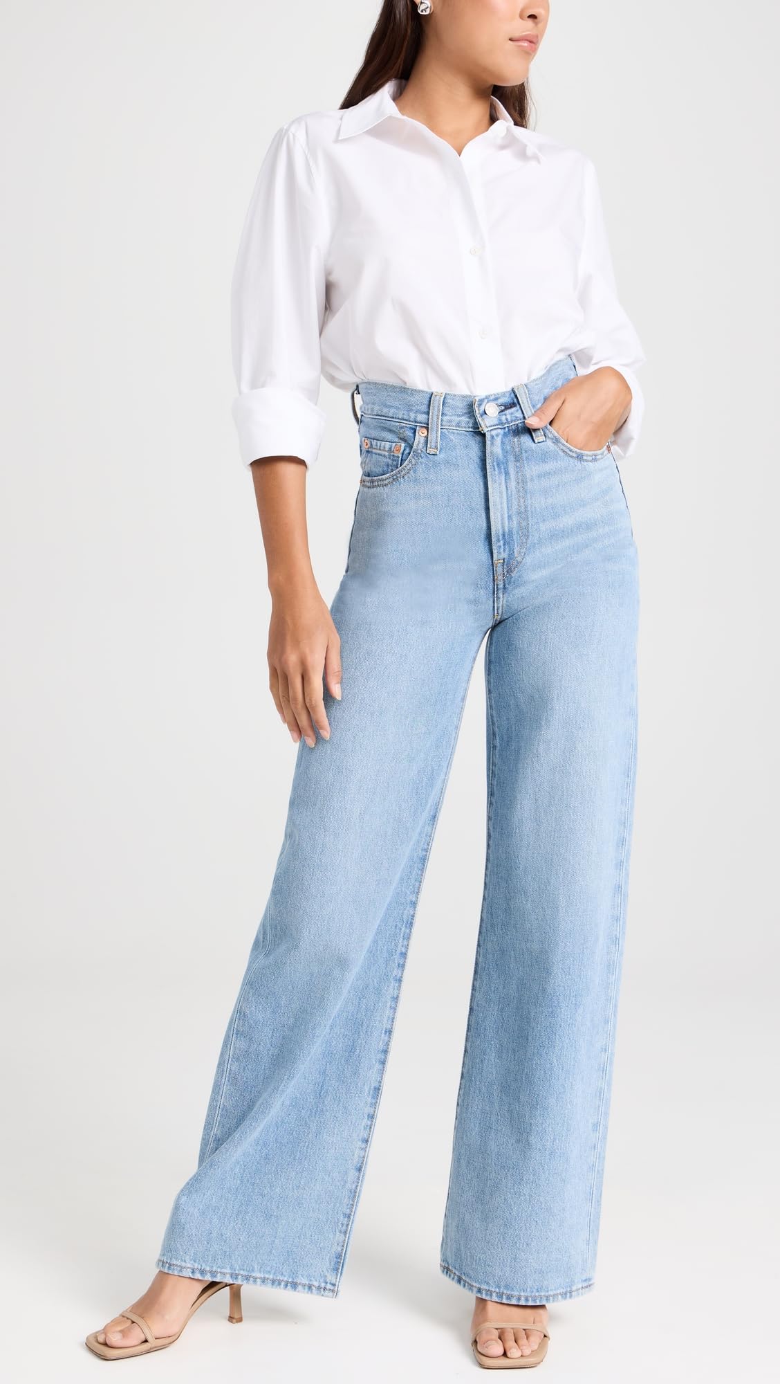 Levi's Women's Ribcage Wide Leg Jeans - High Waist Stretch Denim Pants for Casual & Chic Outfits | Perfect for Work, Date Night & Everyday Wear
