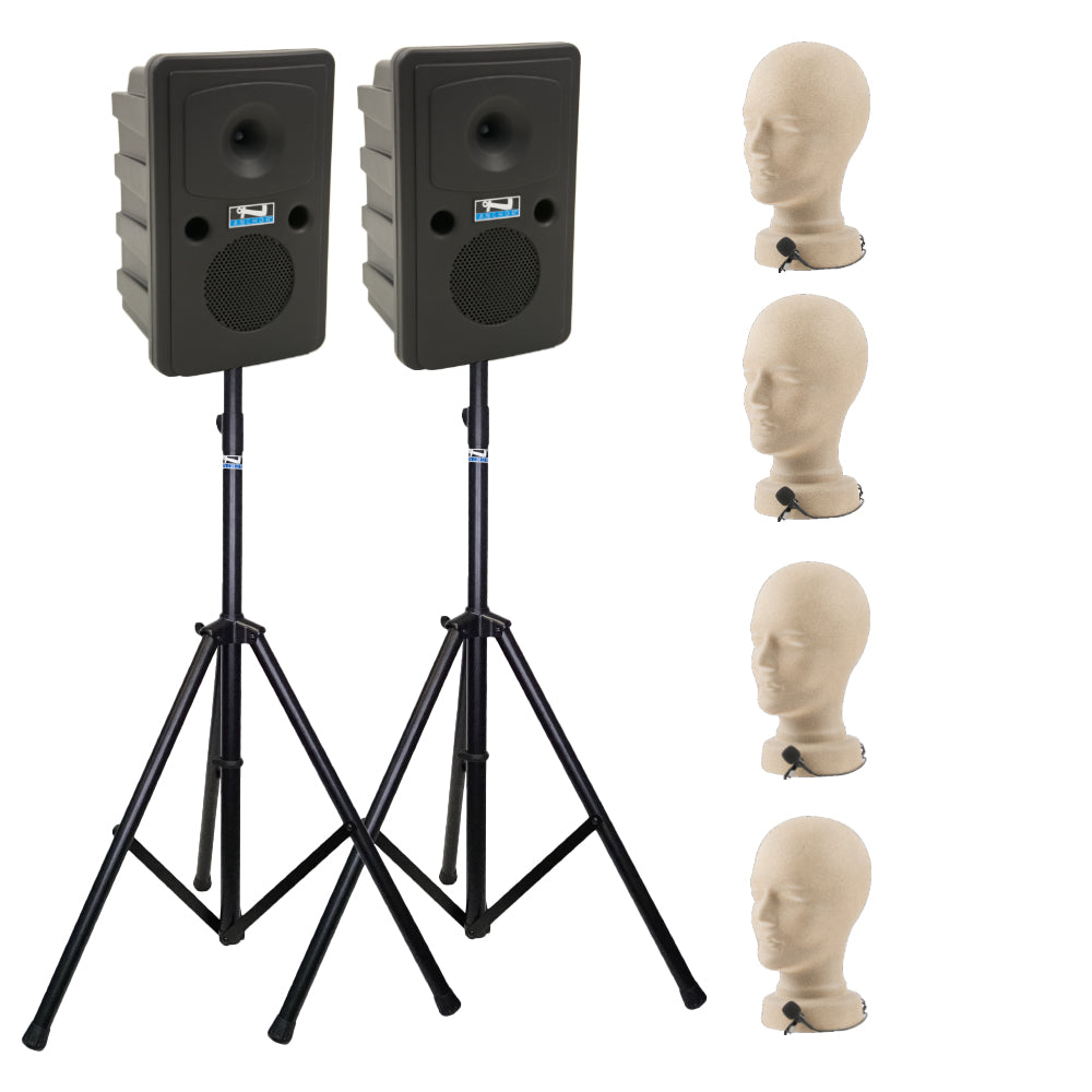 Anchor Audio Go Getter Pair (U4, COMP) - Portable PA System with 4 Wireless Microphones | Ideal for Outdoor Events, Parties & Public Speaking