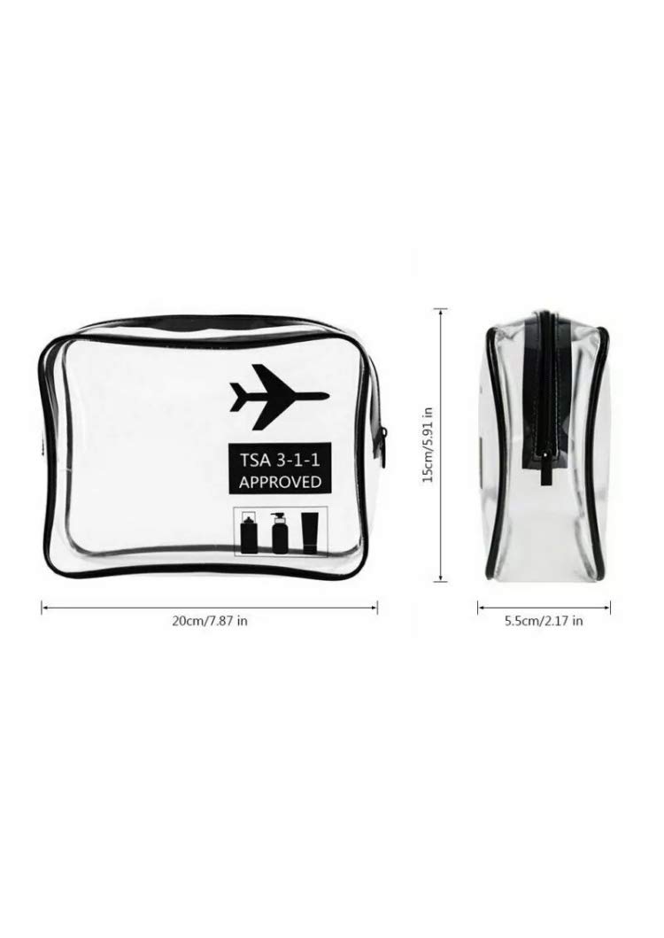 Clear Toiletry Bag for Travel - TSA Approved Transparent Hanging Makeup Pouch with Zipper, Airplane Liquids Organizer for Hand Luggage | Perfect for Carry-On Essentials, Cosmetics & Toiletries | by HUNYLONDON