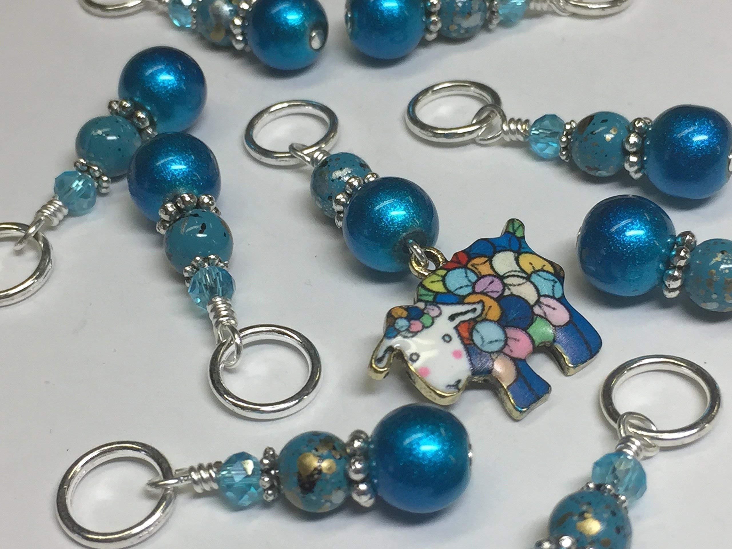 Premium Blue Stitch Marker Set for Knitting & Crochet - 50pcs Sheep-Shaped Progress Keepers with Locking Rings | Perfect for Yarn Projects, DIY Crafts, and Handmade Gifts (Great for Beginners & Advanced Knitters)