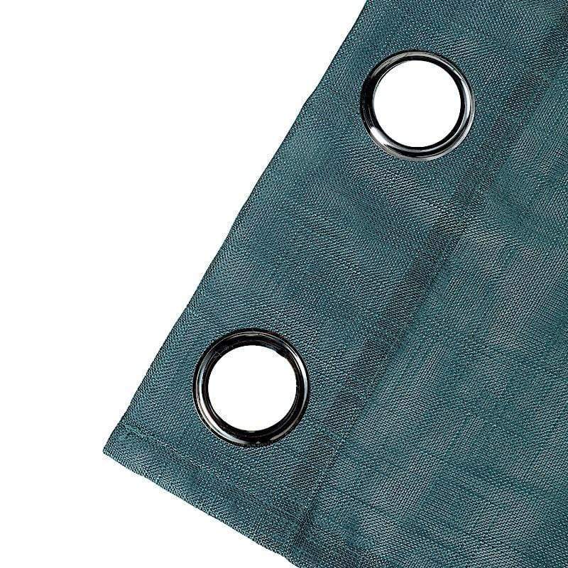 2 Pack 52x84 Inch Faux Linen Curtain Panels with Chrome Grommets - Blackout Window Drapes for Living Room & Bedroom