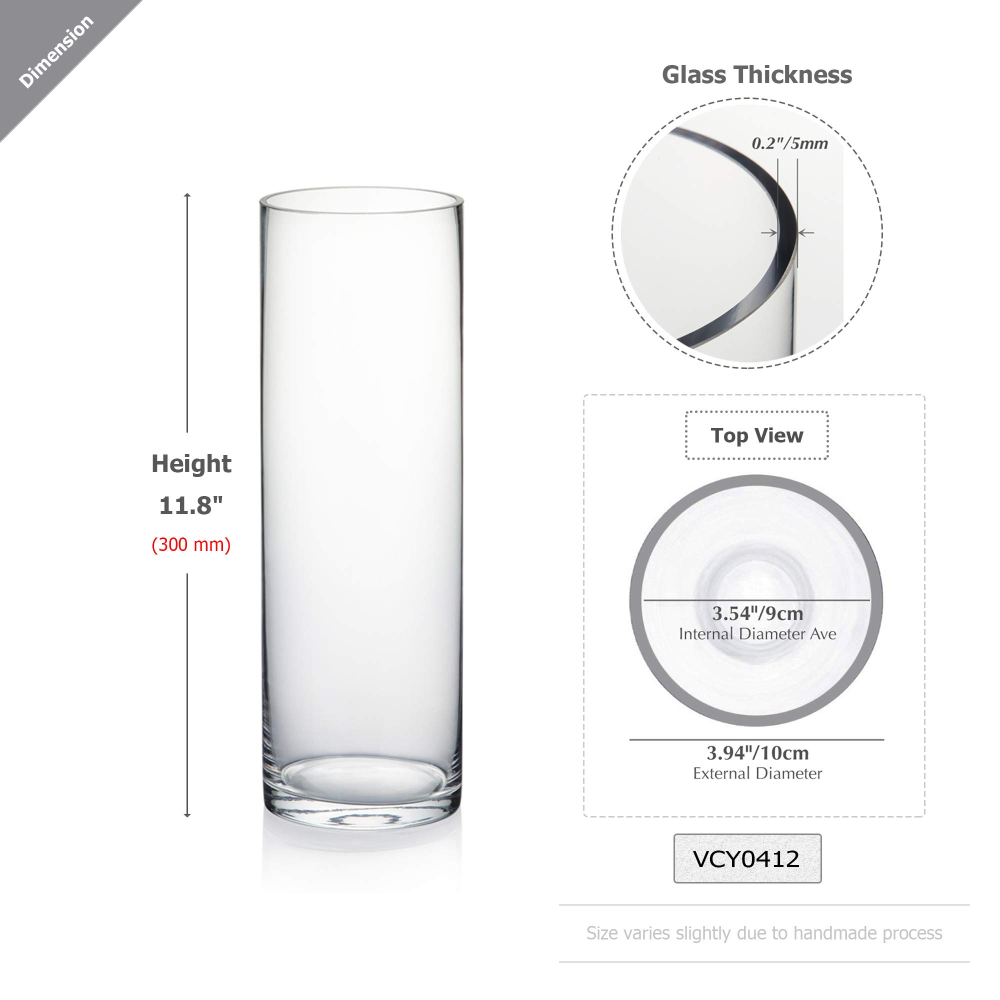 Premium Clear Glass Cylinder Vases - 4