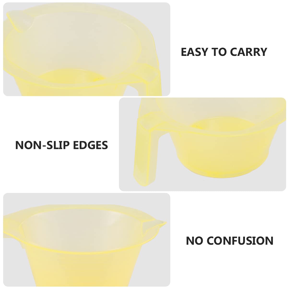3pcs Plastic Hair Color Mixing Bowls with Handle - Professional Hair Dye Tint Mixing Tools for Salon & Home Hair Styling - Perfect for DIY Hair Coloring, Highlights & Balayage