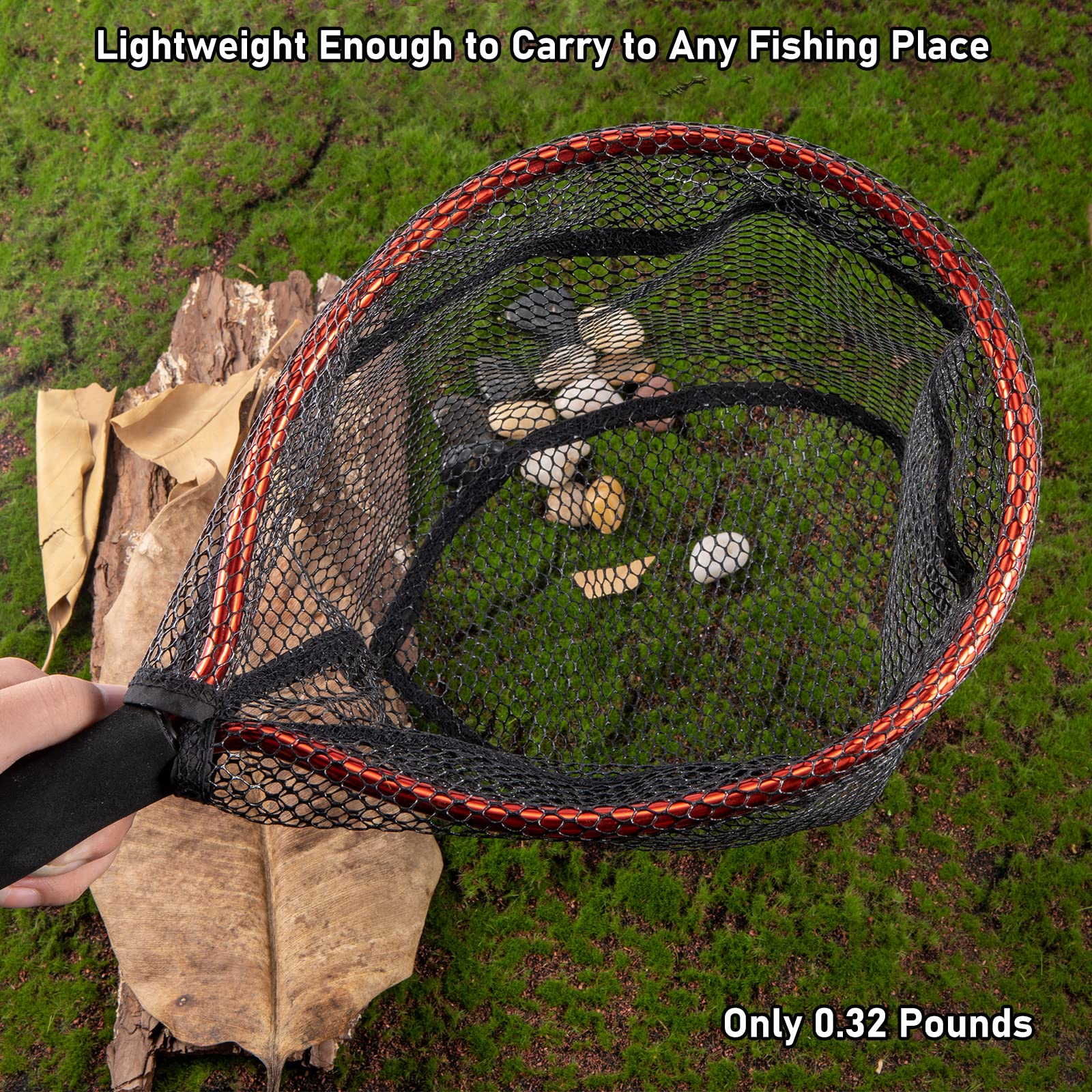**Premium Fly Fishing Net with EVA Handle – CNC Aluminum Alloy Frame & Rubber-Coated Mesh – Ideal for Trout, Steelhead, Bass, and Salmon – Perfect for Kayak Fishing and Catch-and-Release**