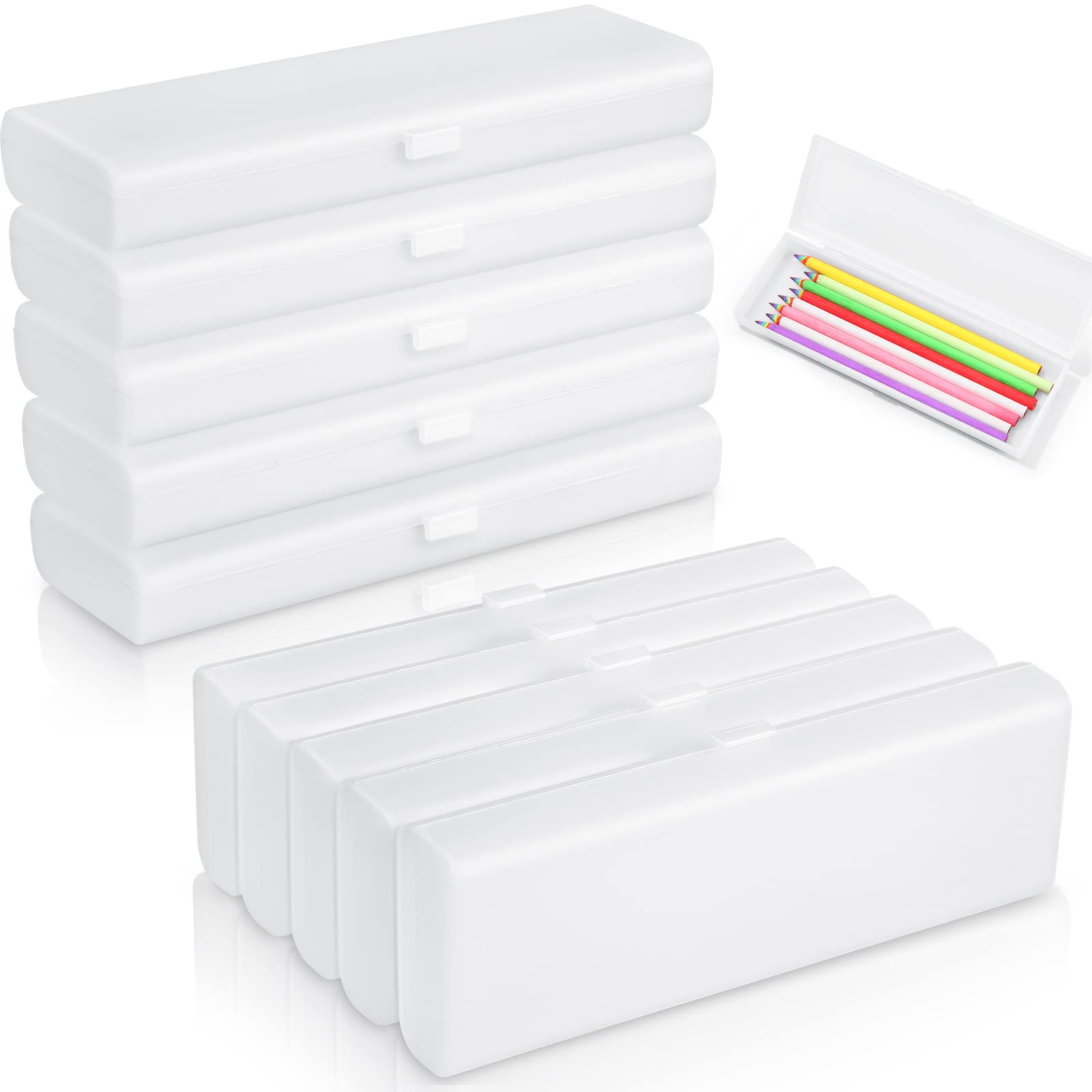 Yexiya 30 Pack Plastic Pencil Case - 7.9 x 2.8 x 1 Inch Hinged Lid Pen Storage Box for School, Office & Art Supplies - Perfect for Organizing Pens, Pencils, Crayons & Markers in Classroom, Home or Work Desk