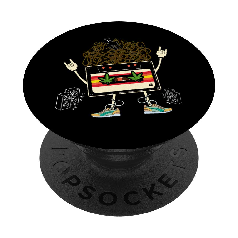 Funny Music Cassette Tape Brains Weed Rock & Roll PopSockets PopGrip - Swappable Phone & Tablet Grip - Perfect Gift for Music Lovers & Stoners - Great for Concerts, Road Trips & Chill Sessions