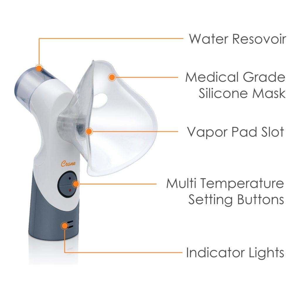 Crane Cordless Warm & Cool Mist Inhaler for Adults & Kids - Portable Humidifier for Home, Office, and Travel - Relieves Dry Air, Congestion & Allergies
