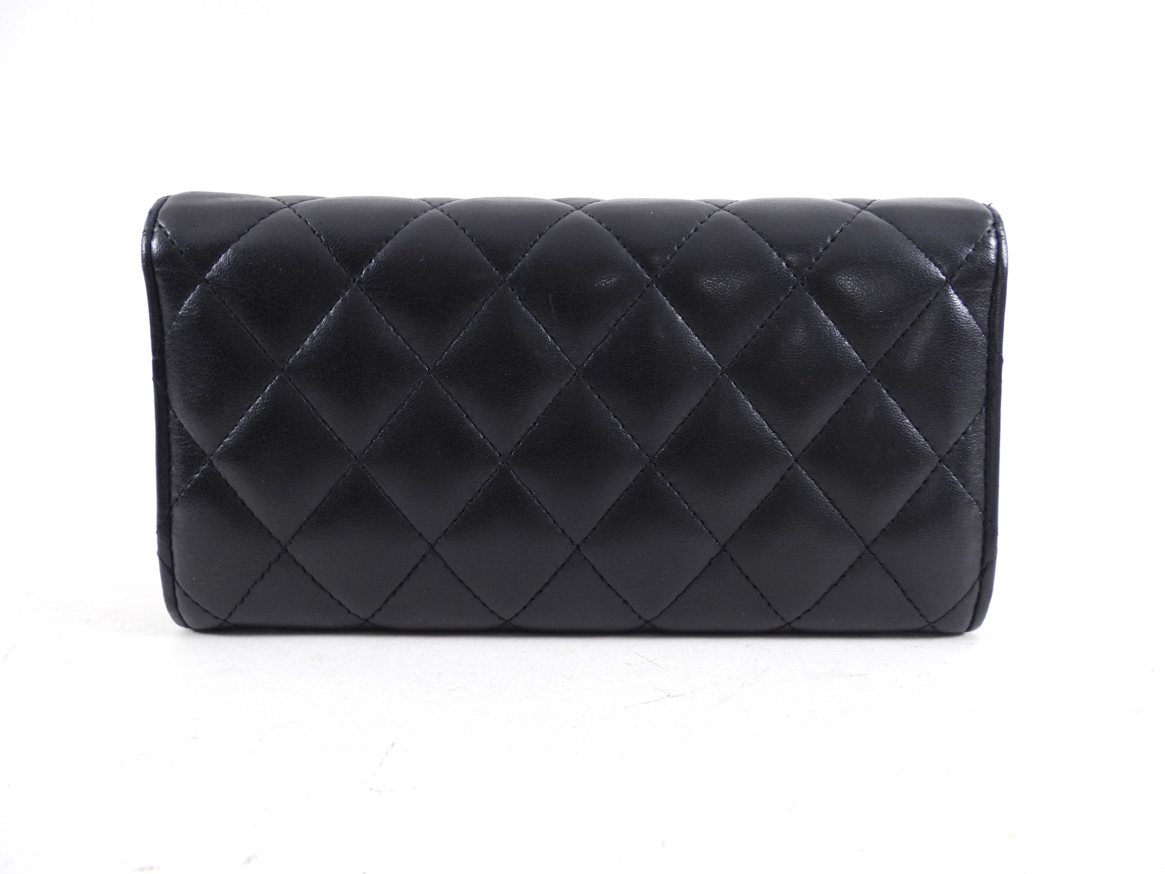 Chanel Black Lambskin Quilted Leather CC Flap Continental Wallet for Women | Luxury Designer Clutch Purse | Perfect for Evening Events, Parties & Special Occasions
