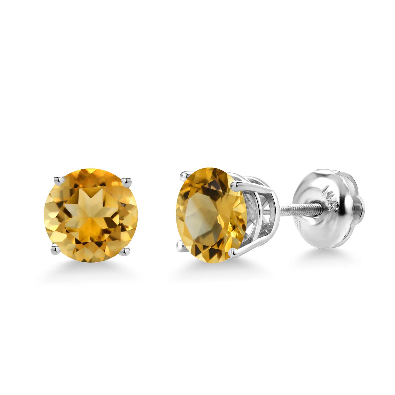 14K White Gold 6MM Round Birthstone Stud Earrings for Women & Men | Screw Back Gemstone Earrings | Perfect Gift for Birthday, Anniversary & Special Occasions