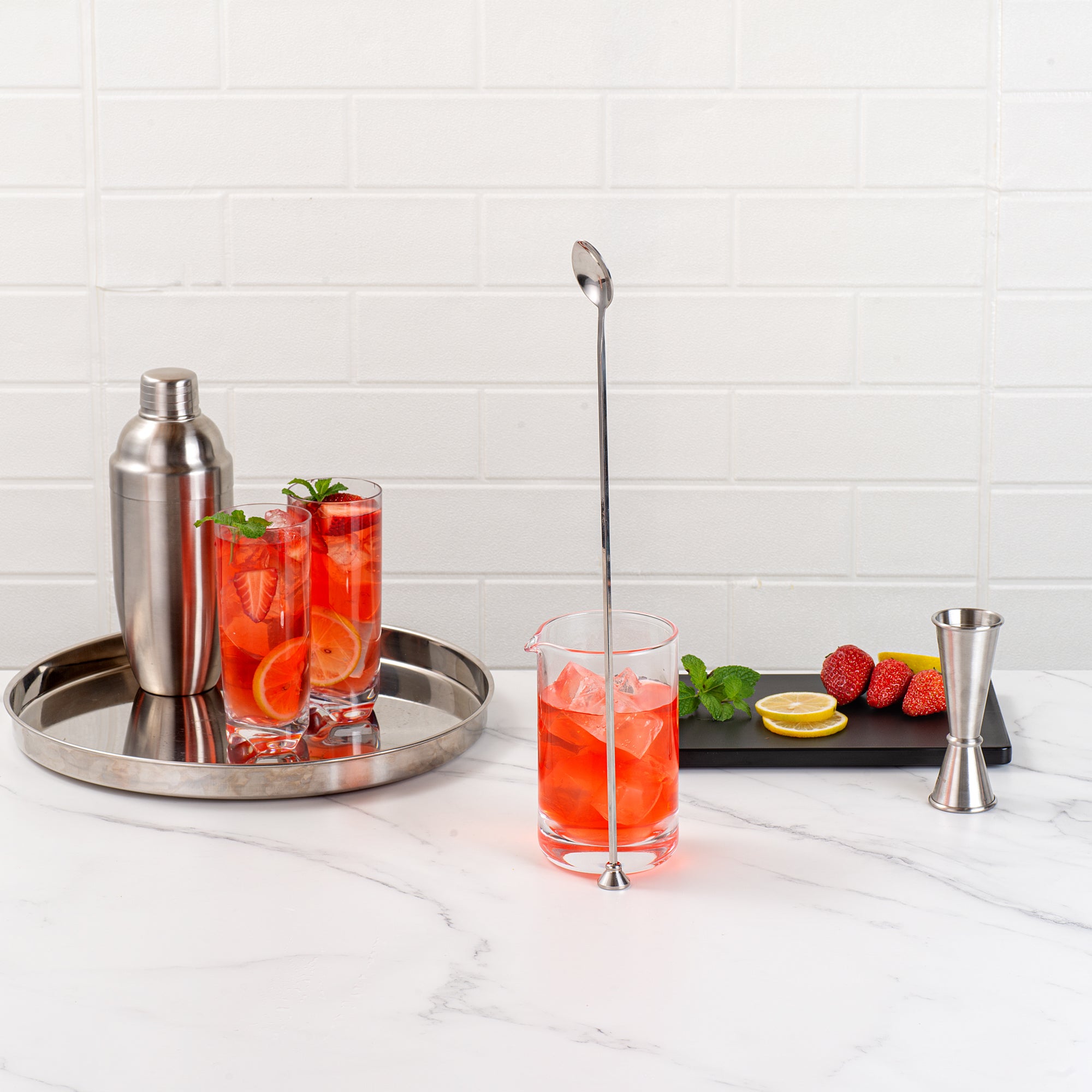 Premium Stainless Steel Bar Muddler & Bar Spoon Set - 16