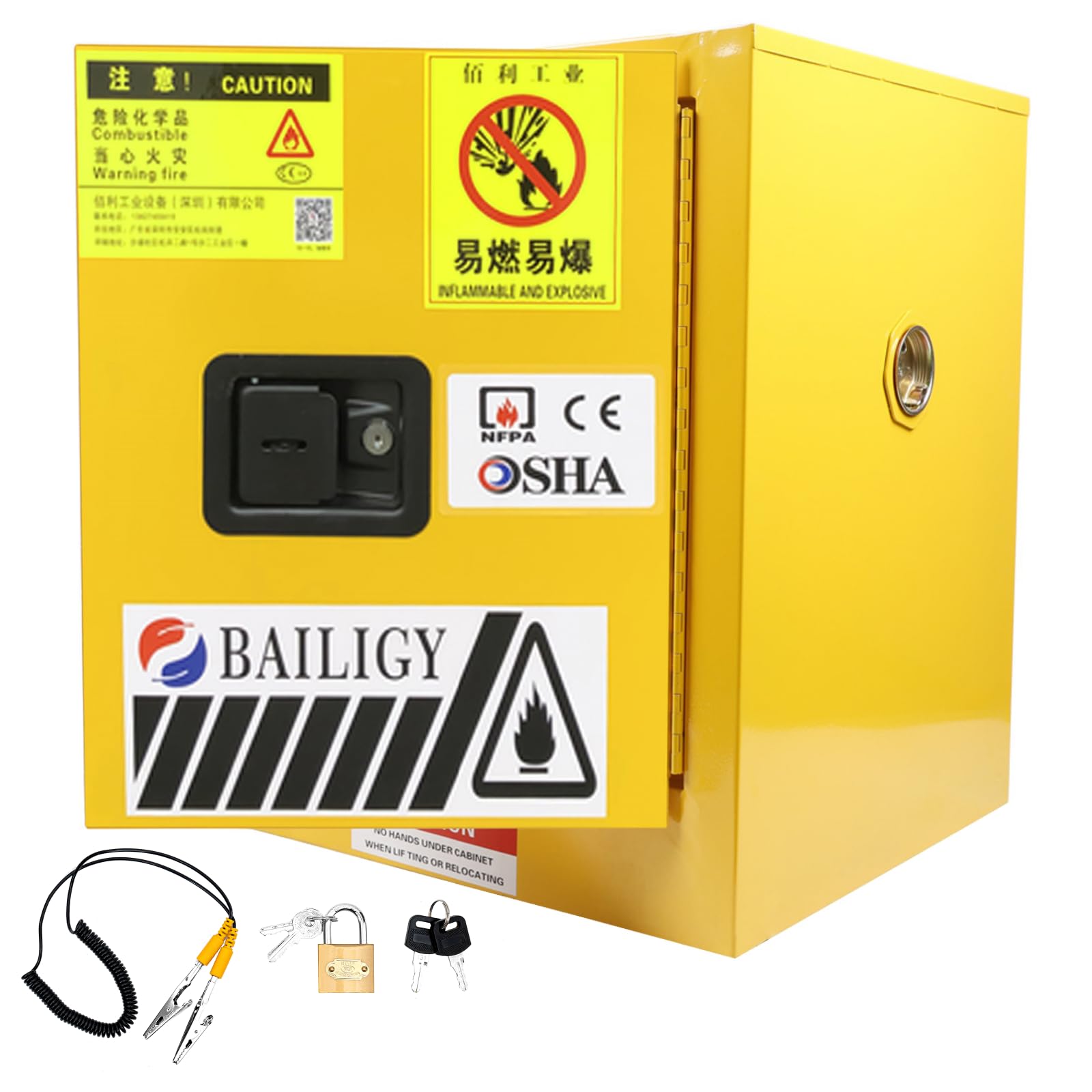 12 Gallon Flammable Safety Storage Cabinet - Fireproof & Leakproof Galvanized Steel Cabinet with 2 Keys (17