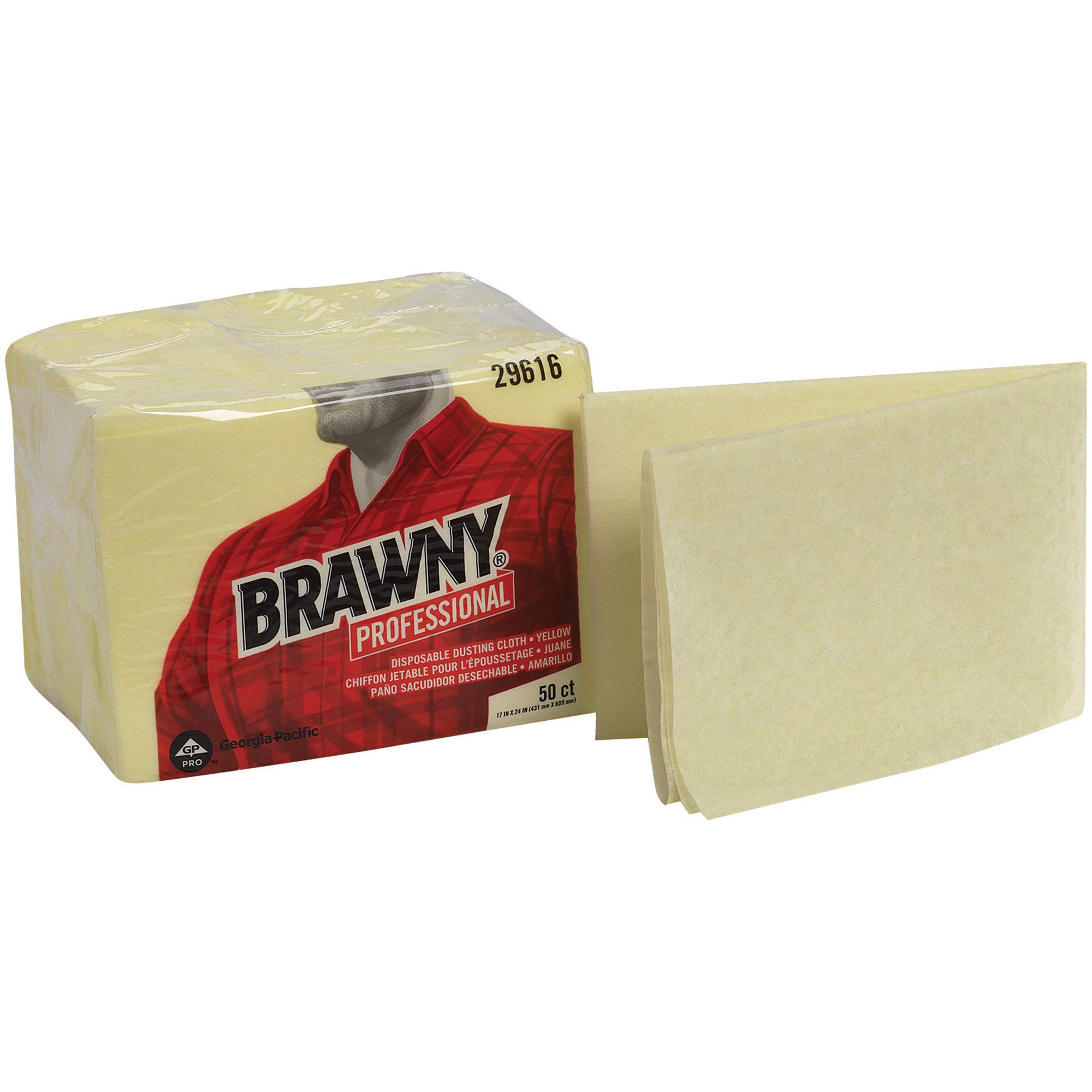 Brawny Yellow 1/8 Fold Disposable Dusting Cloths - 24