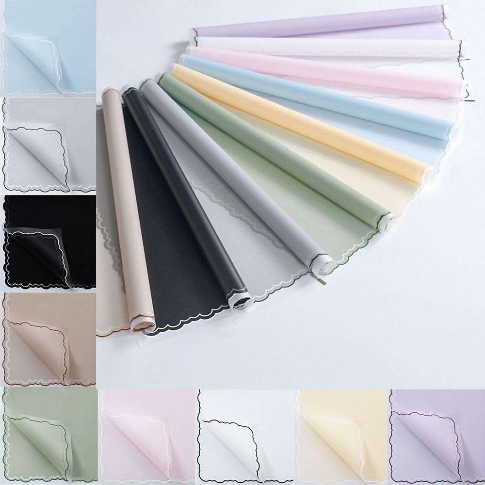 Zarwani 10 Sheets Frosted Flower Wrapping Paper with Wavy Lines - Elegant Gray Gift Wrap for Christmas Presents, Korean Bouquet Packaging, DIY Arts & Crafts | Perfect for Holiday Gifts, Birthday Presents & Party Decorations