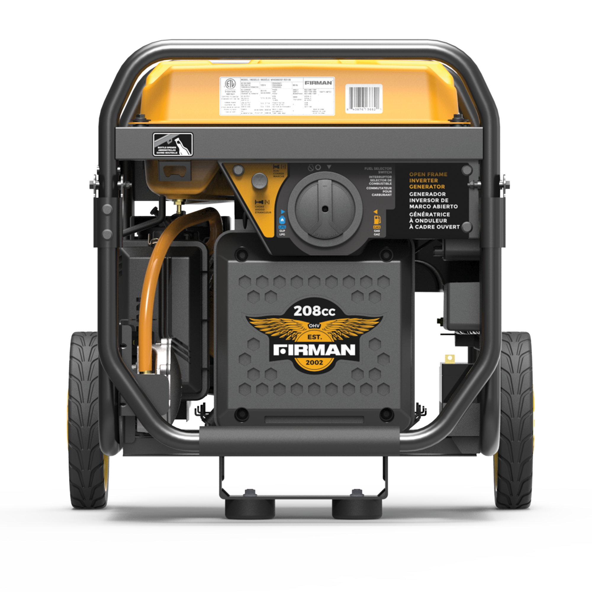 Dual Fuel Open Frame Inverter Generator 4500W with Electric Start & CO Alert - Perfect for Camping, RV Trips, and Emergency Power Backup