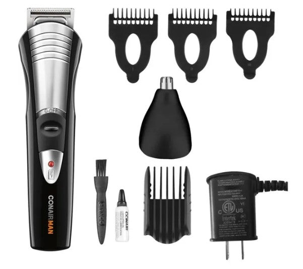 CONAIR Rechargeable Beard Trimmer GMT13RCSC - Professional Cordless Grooming Kit for Men with Precision Blades - Perfect for Home, Travel & Salon Use