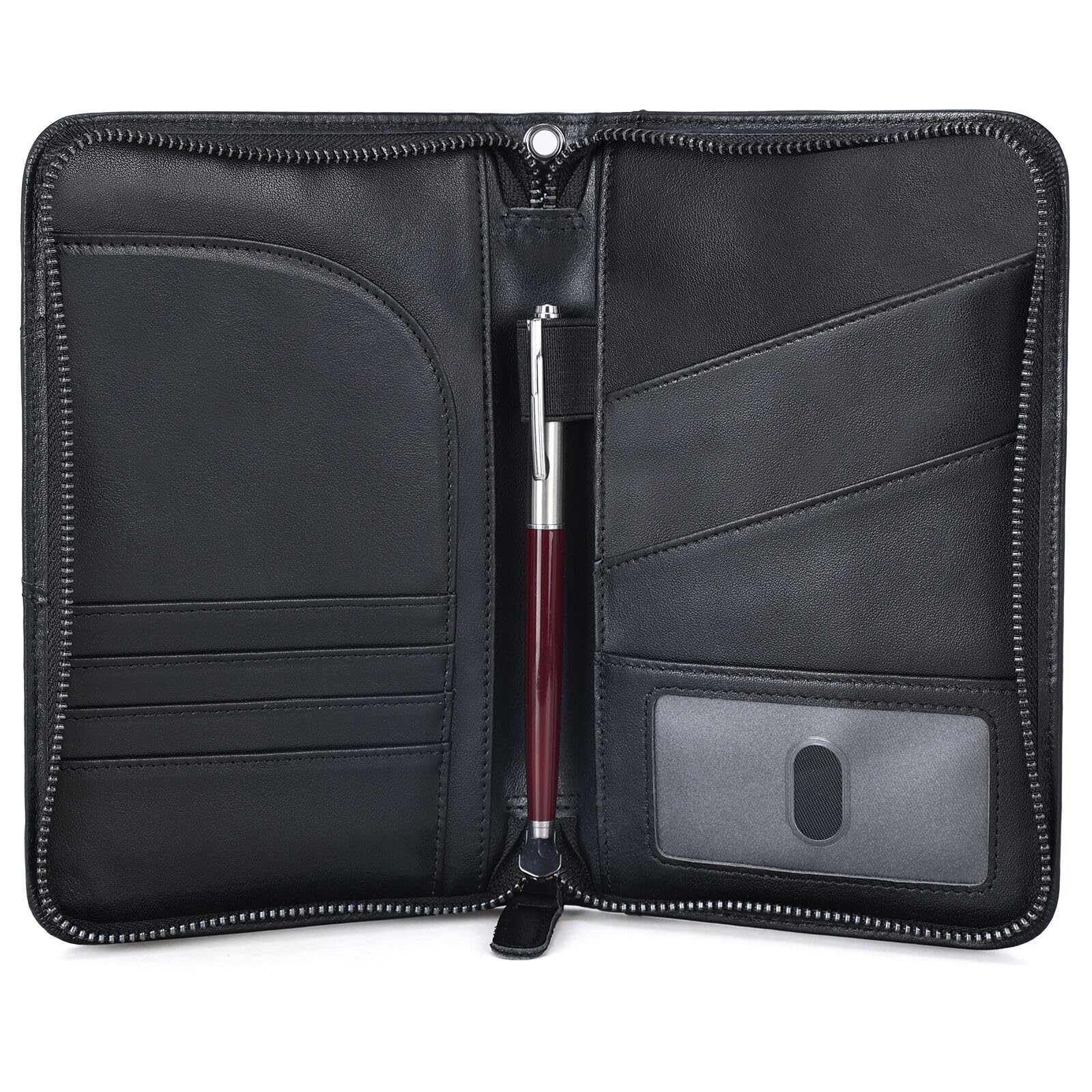 Premium Polare Napa Leather Passport Holder with YKK Zipper - RFID Blocking Travel Document Organizer for 2 Passports - Secure Ticket & ID Case (Black) | Perfect for International Travel, Business Trips & Vacation Security