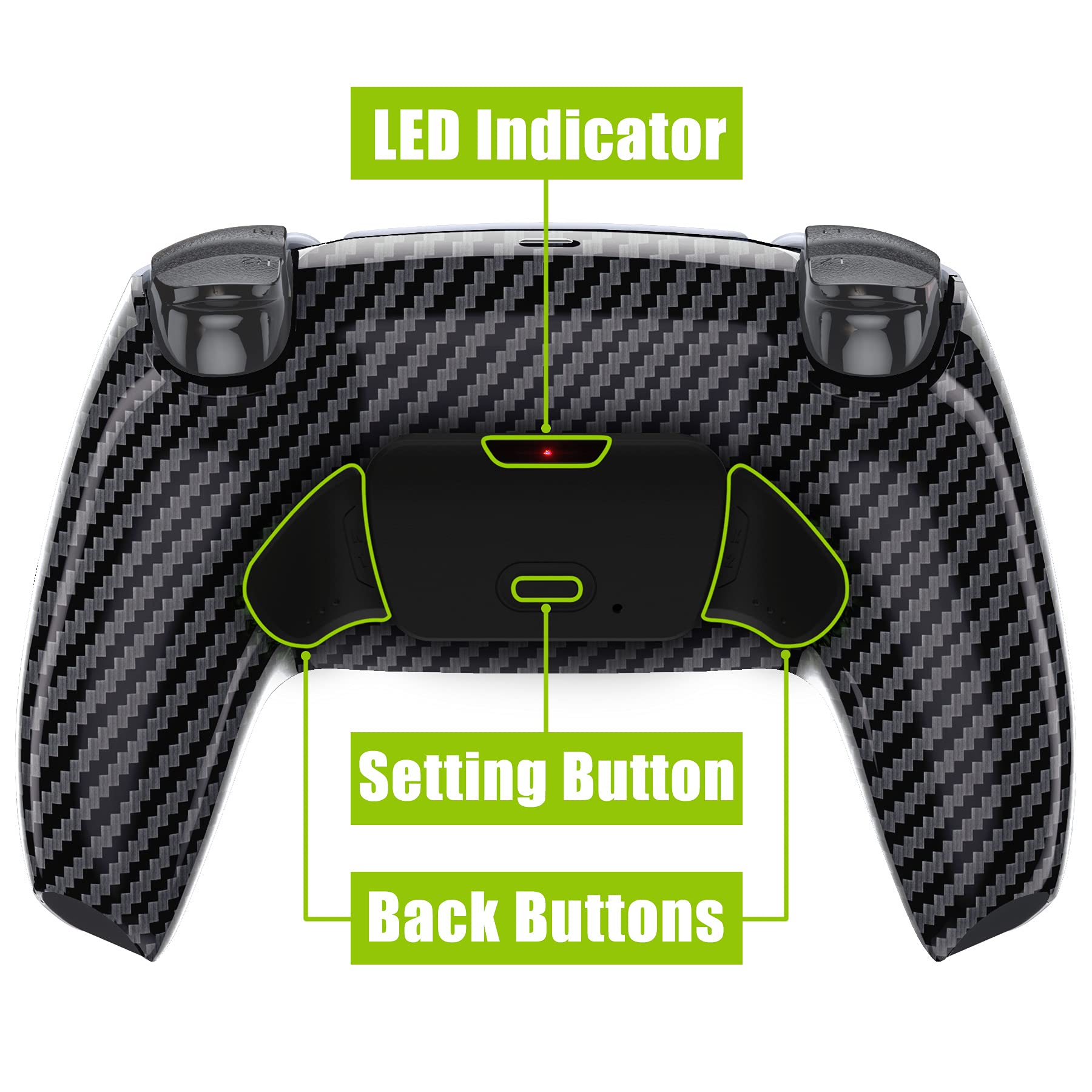 eXtremeRate Graphite Carbon Fiber PS5 Controller Remap Kit for BDM-010/020 - Upgrade Board, Back Shell & Paddles (Controller Not Included) | Enhanced Gaming Performance for FPS, Racing & Competitive Play