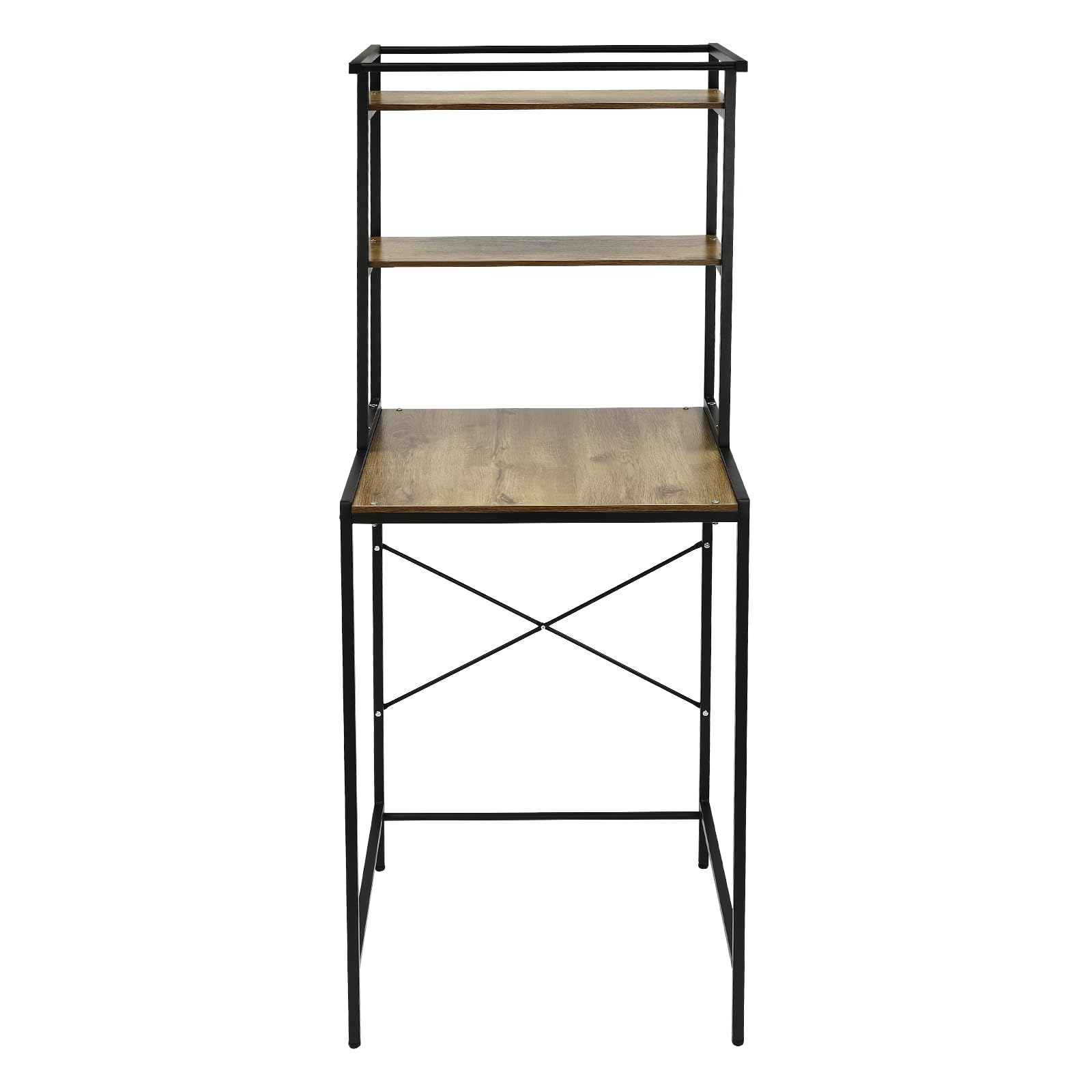 3-Tier Heavy Duty Over The Washer and Dryer Storage Shelf - Space Saving Laundry Room Organizer with Oak Finish | Perfect for Bathroom, Toilet & Utility Room Storage (Black + Oak)