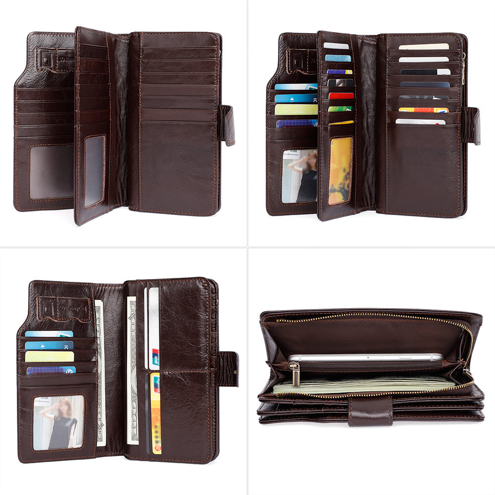 Men's Leather Trifold Wallet with RFID Blocking & Multiple Card Slots - Slim Bifold Wallet for Credit Cards, Cash & ID - Perfect for Everyday Carry, Travel & Business