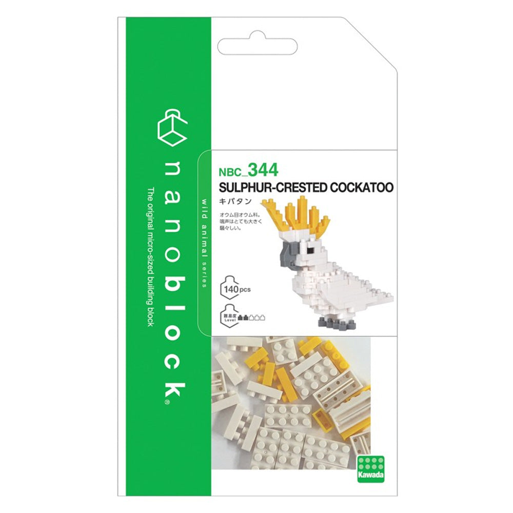 Nanoblock Yellow-Crested Cockatoo Building Kit NBC 344 - Fun DIY Model for Bird Lovers & Home Decor