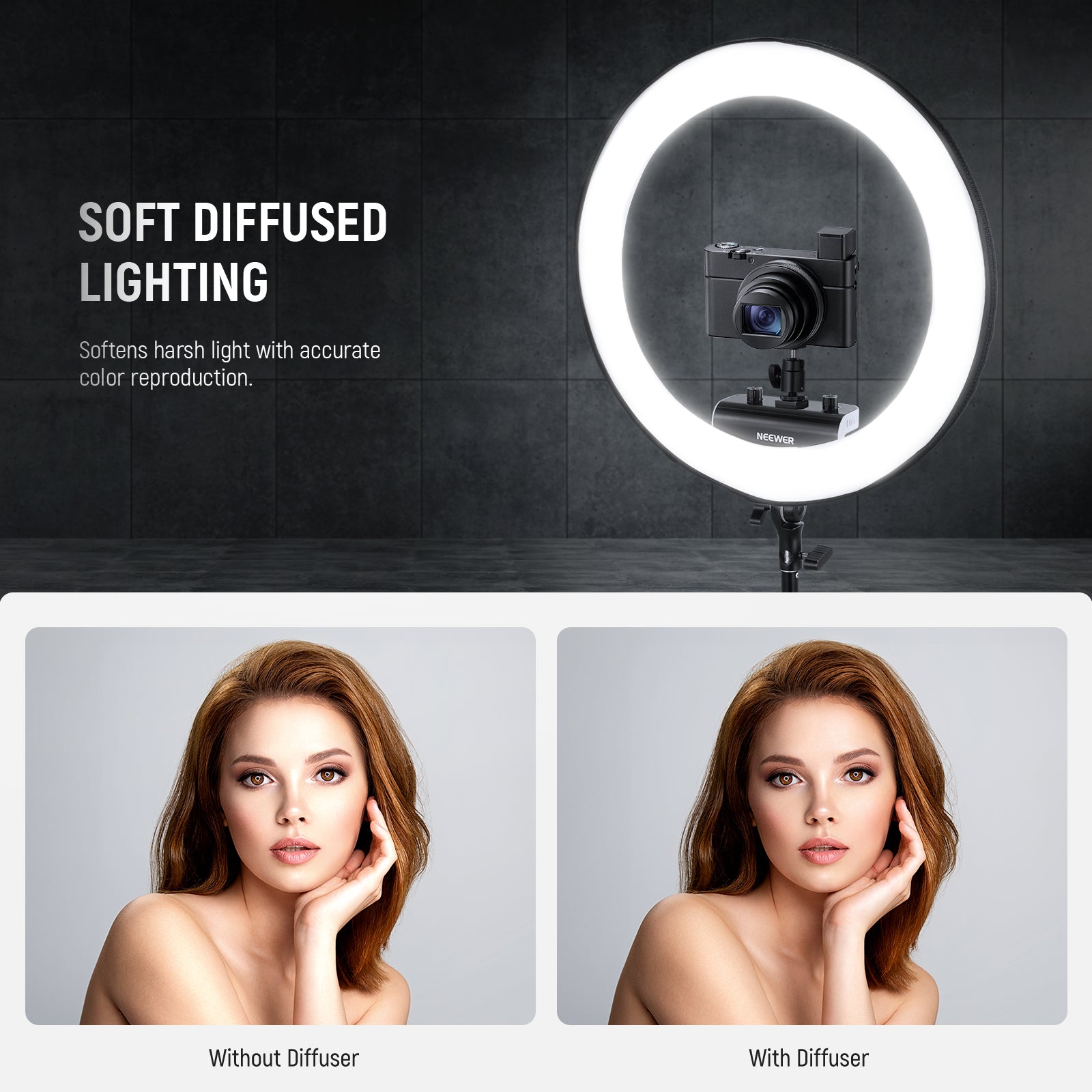 NEEWER Ring Light Diffuser for RP18B Pro Photography Lighting Kit - Perfect for YouTube Videos, Live Streaming, and Portrait Photography