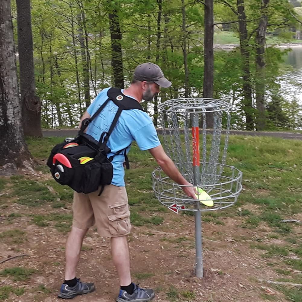 Disc Golf Cooler Backpack Bag - 13 to 22 Disc Capacity with Removable Insulated Cooler for 6-Pack, Adjustable Straps, Perfect for Tournaments & Outdoor Adventures (Red)
